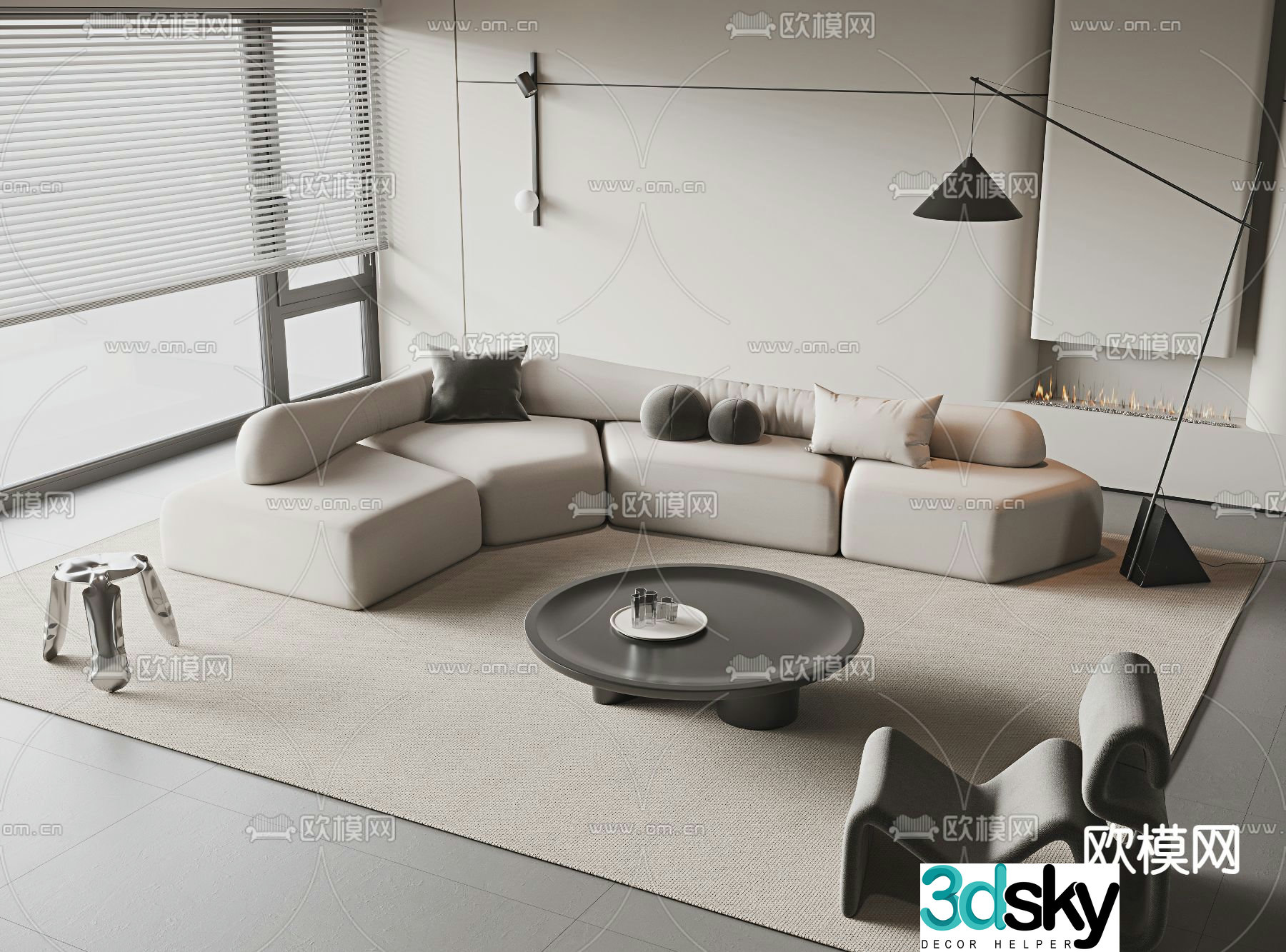 Modern sectional sofa 3d model