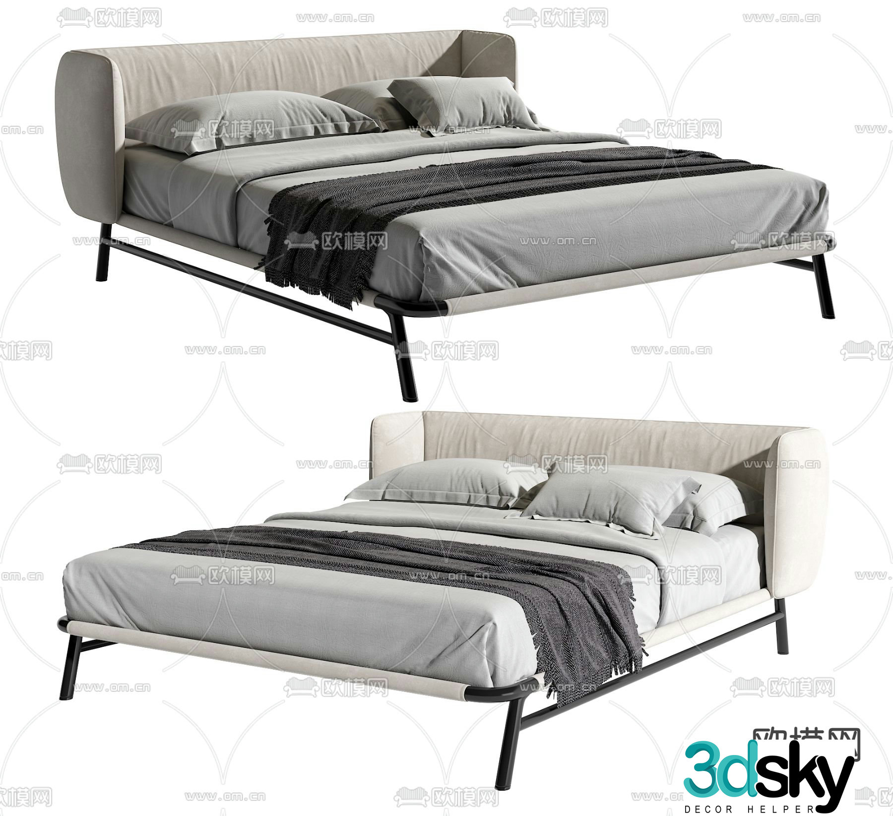 Modern double bed 3d model