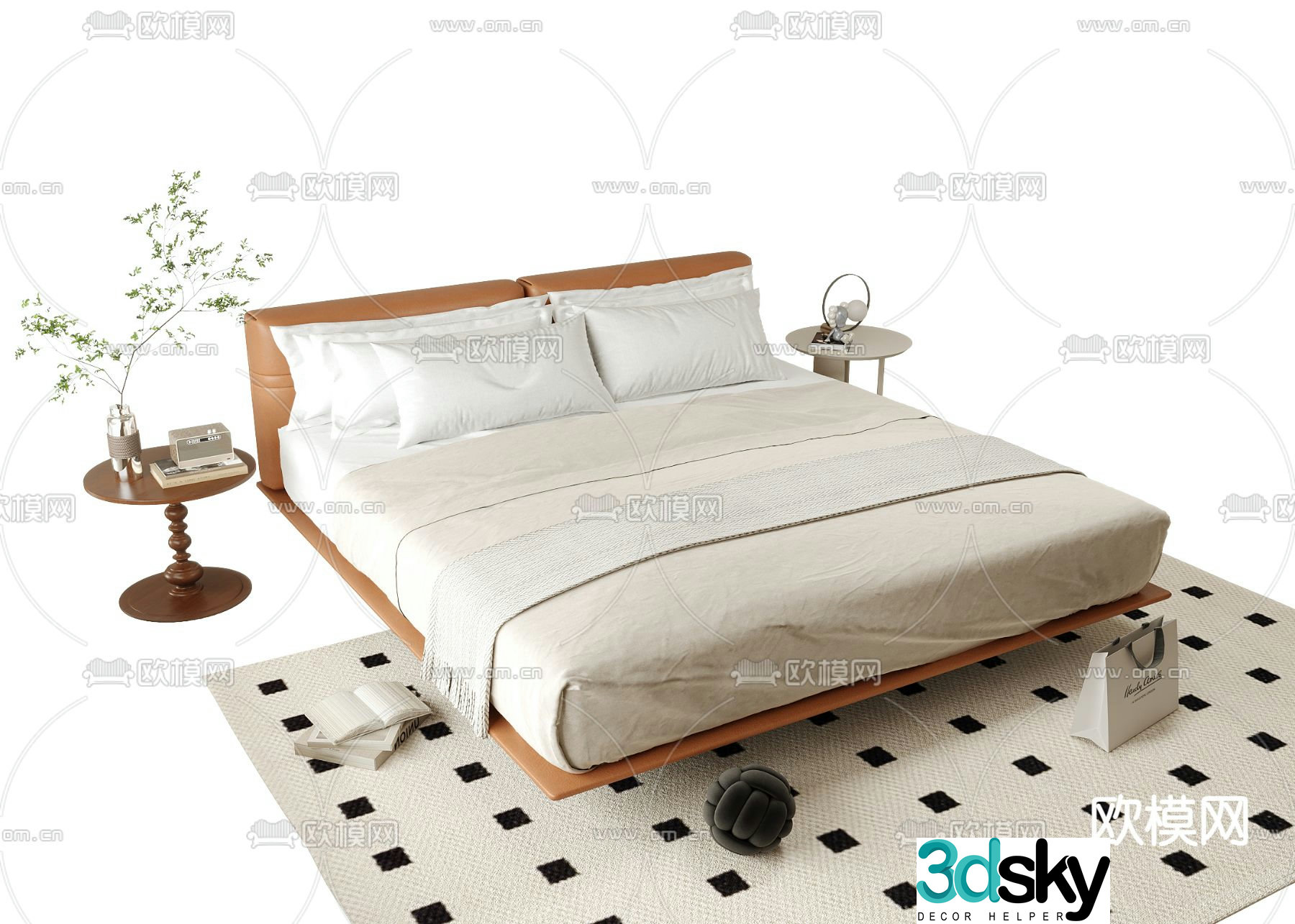 Modern double bed 3d model