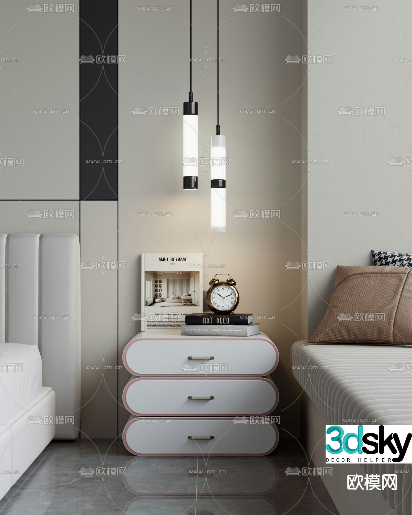 Modern bedside table 3d model