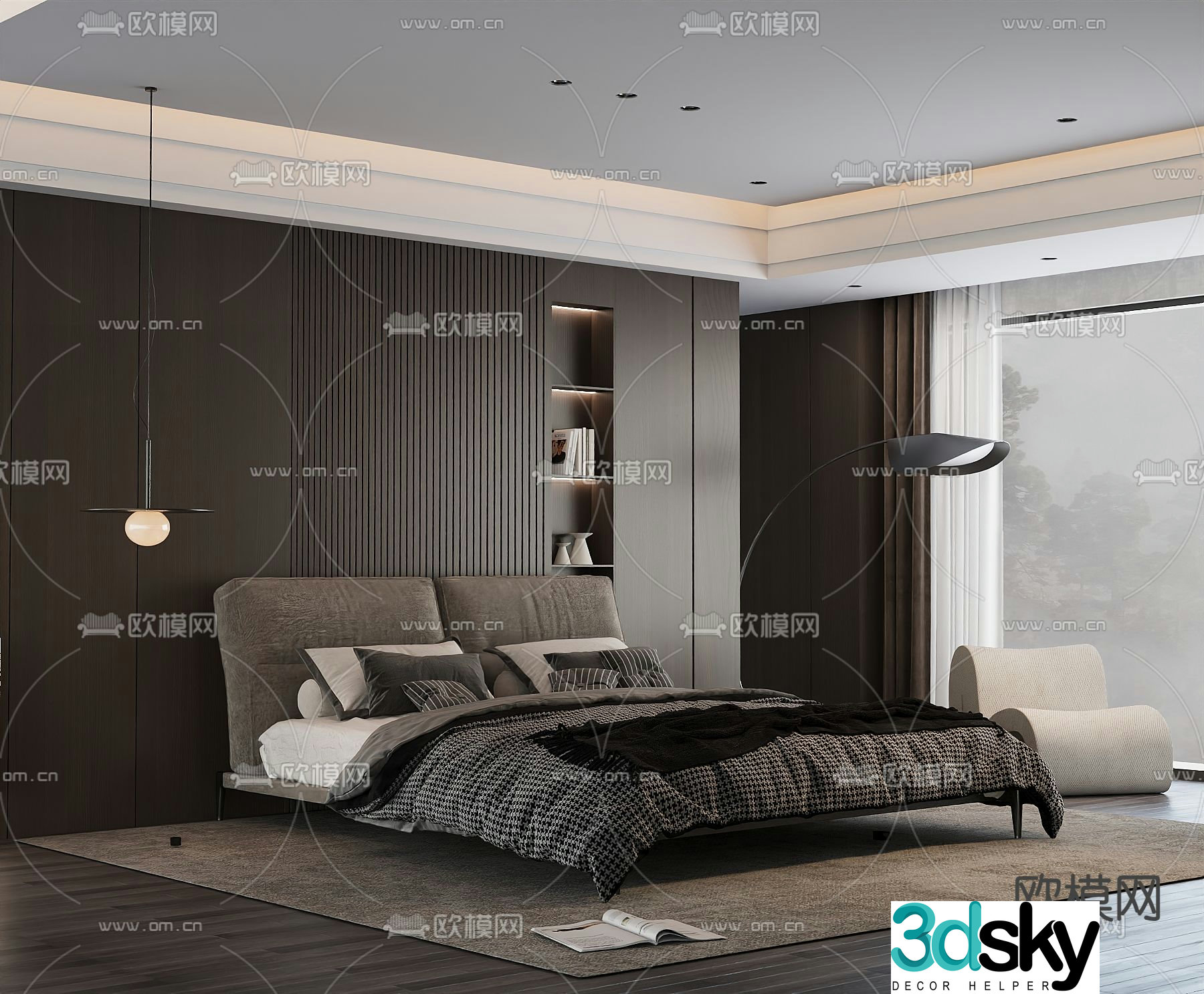 Italian double bed 3d model