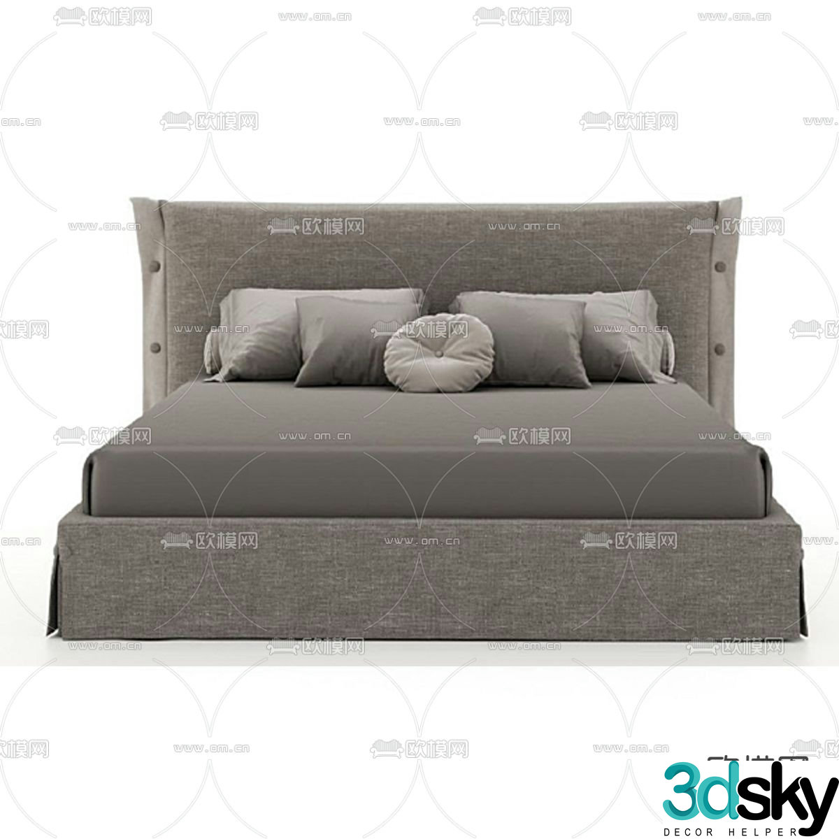 Italian double bed 3d model