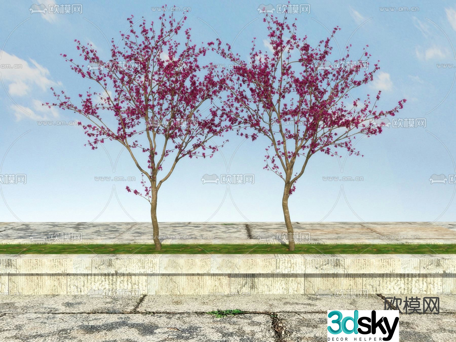 Big tree Flower tree Landscape tree 3d model