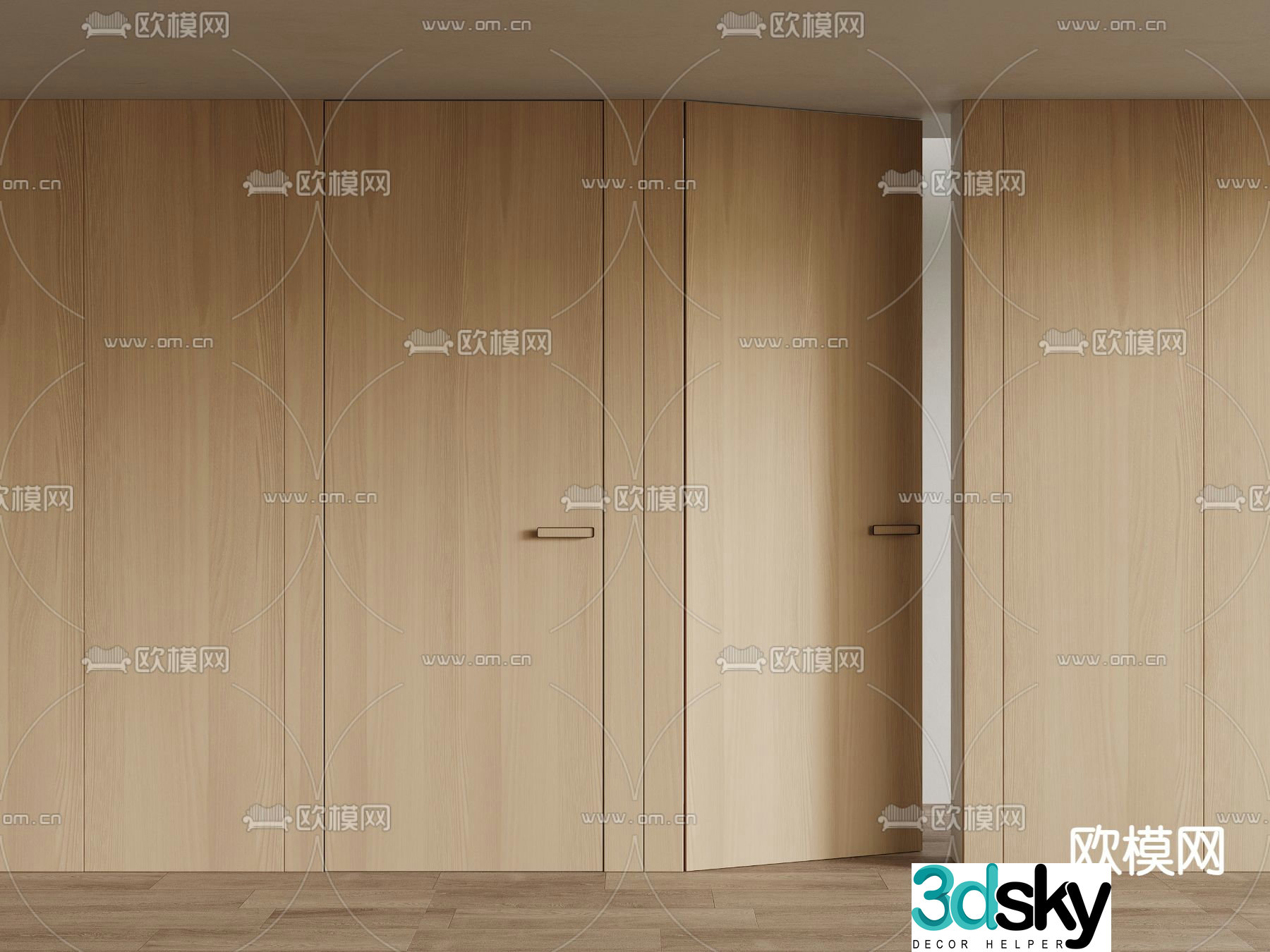 Modern invisible door single-open door 3D model