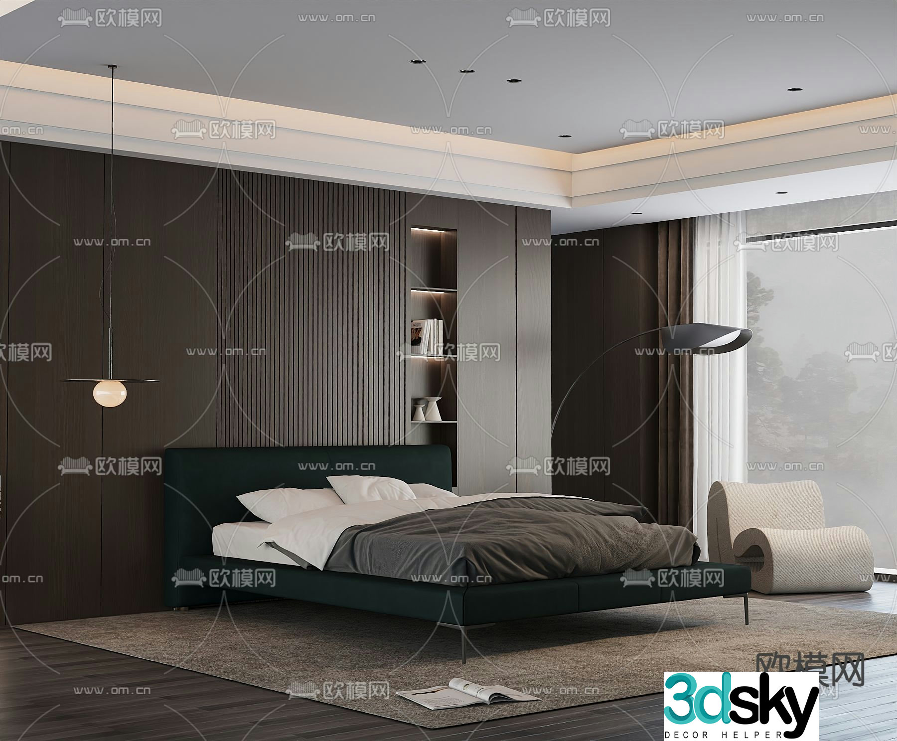 Italian double bed 3d model