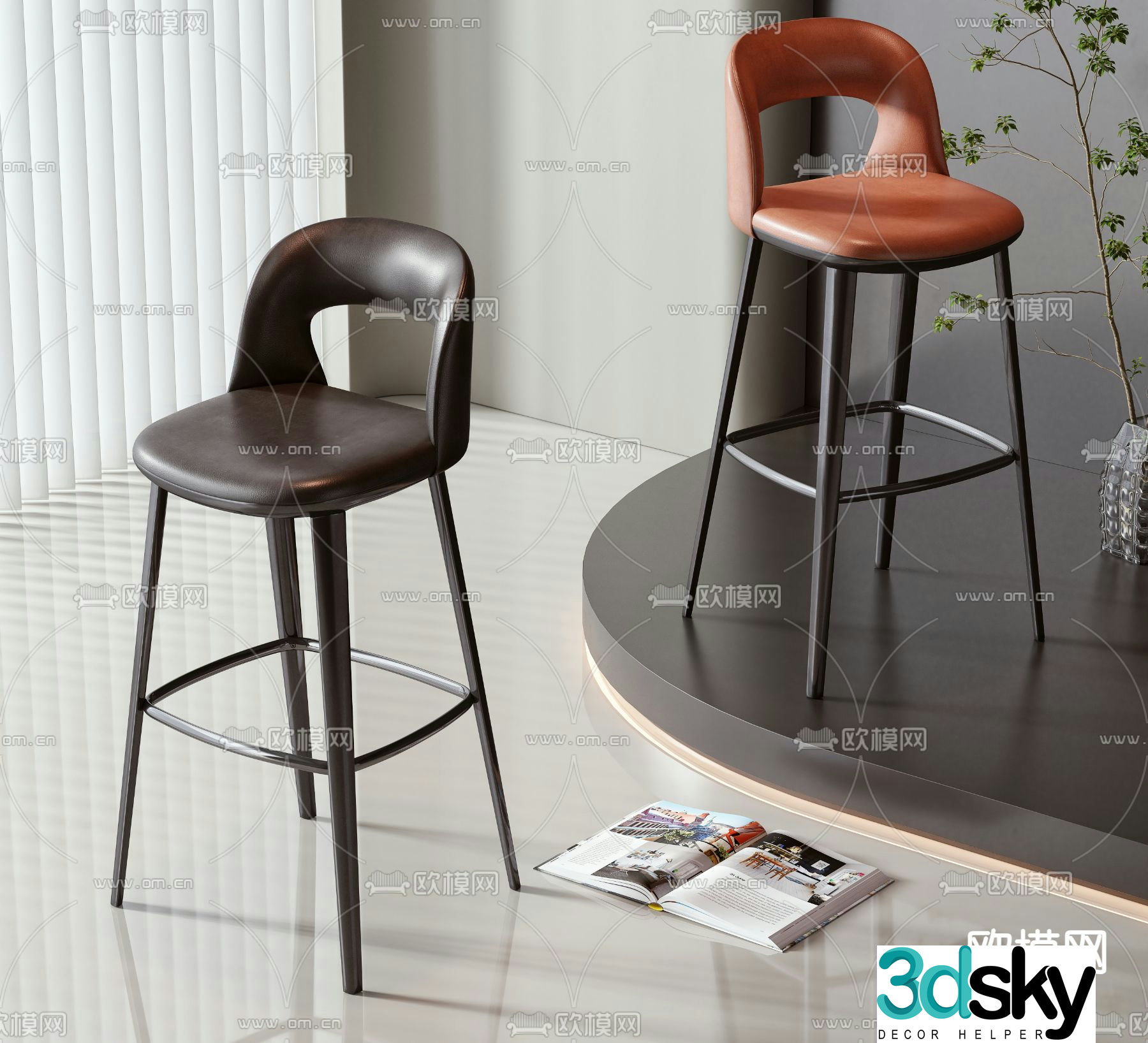 Modern bar stool bar stool 3d model