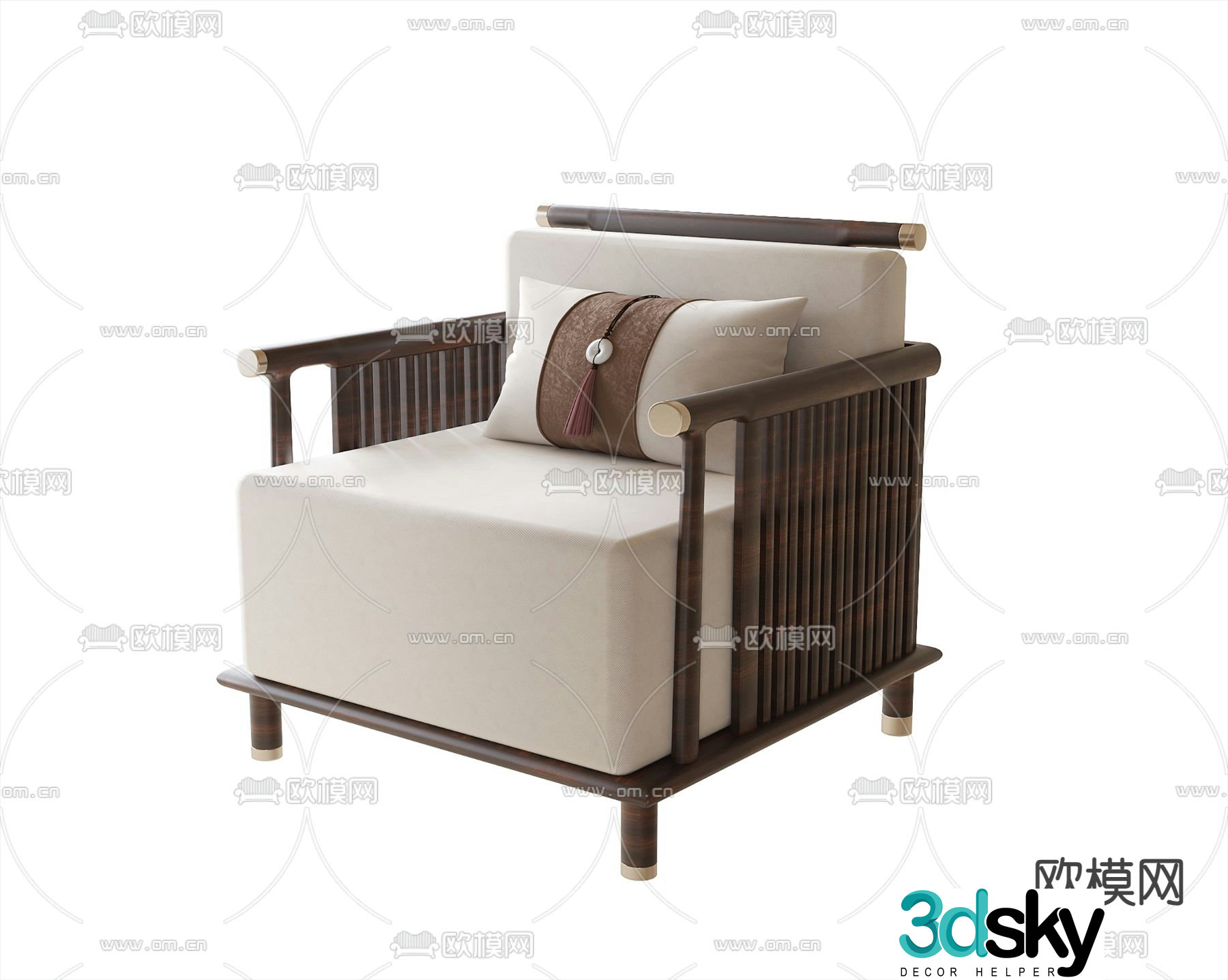 New Chinese style sofa single sofa 3d model