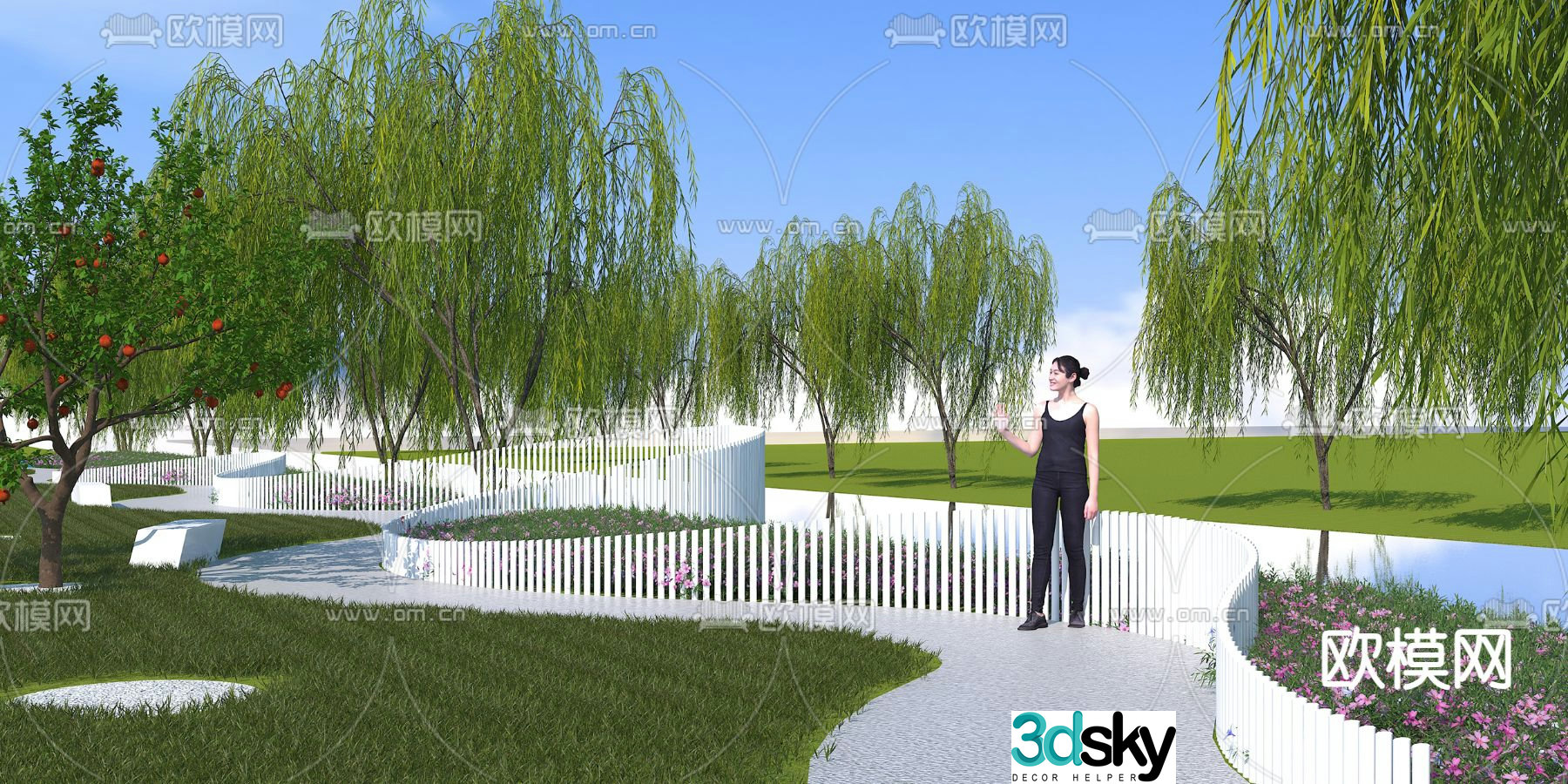 Garden landscape waterfront landscape 3d model