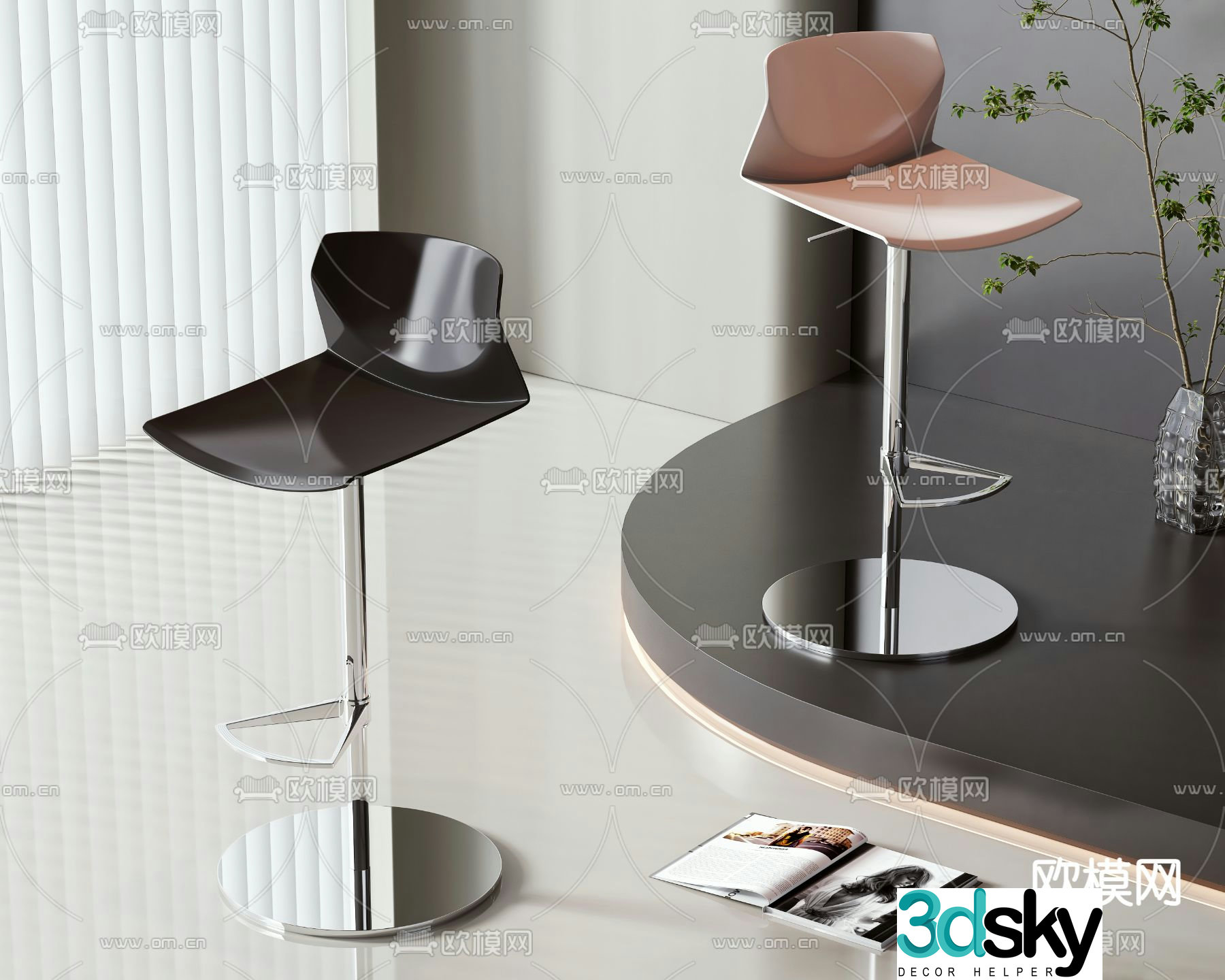 Modern bar stool bar stool 3d model