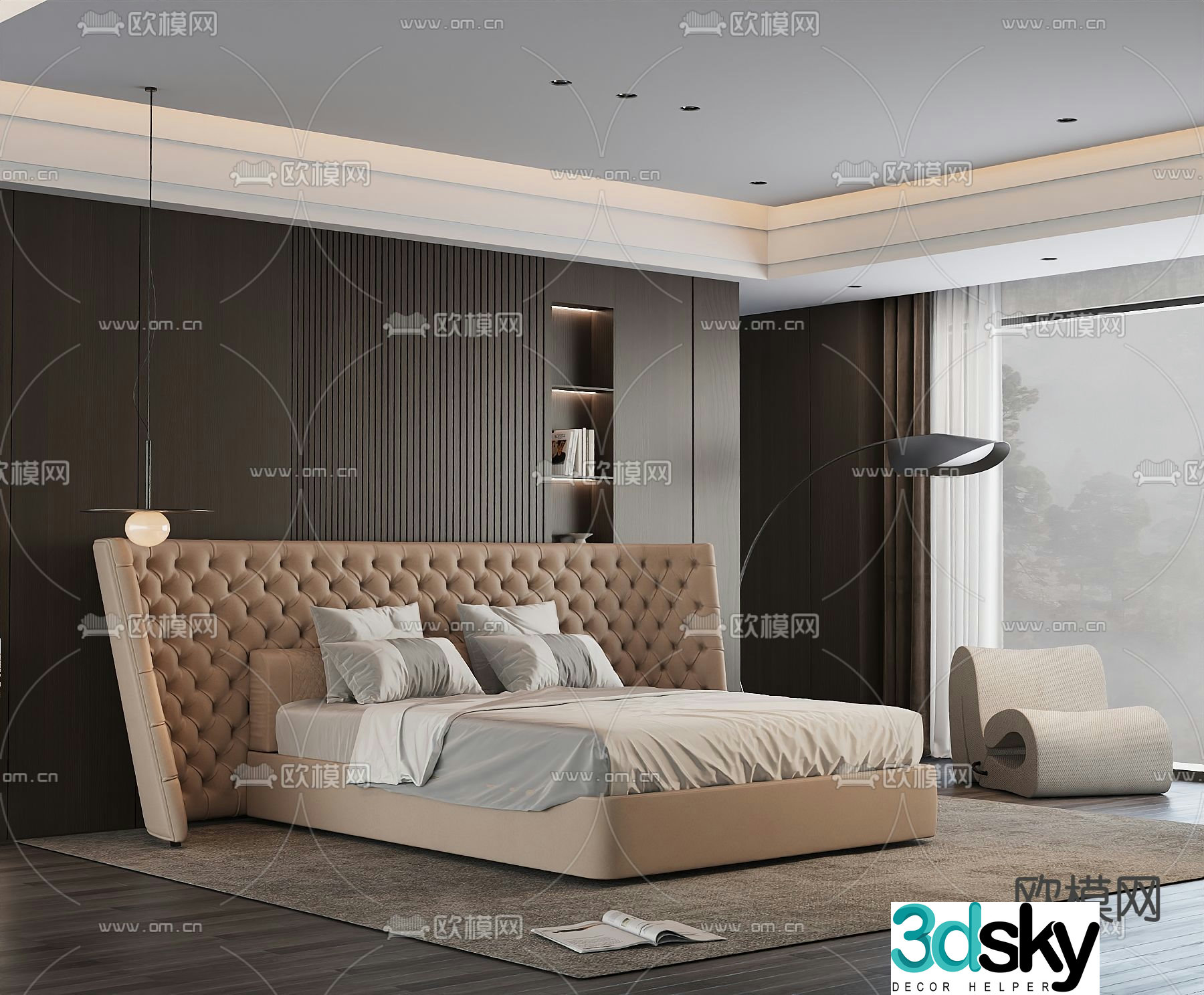 Italian double bed 3d model