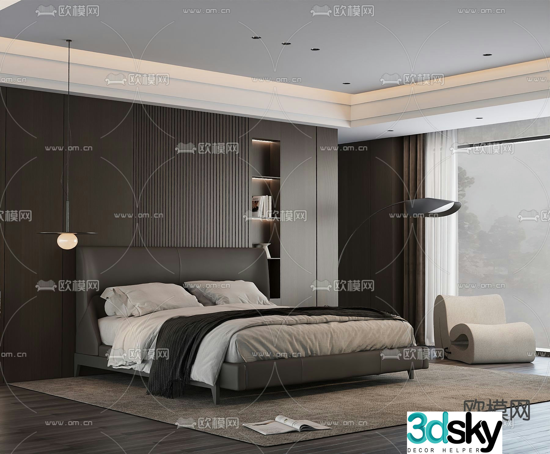 Italian double bed 3d model