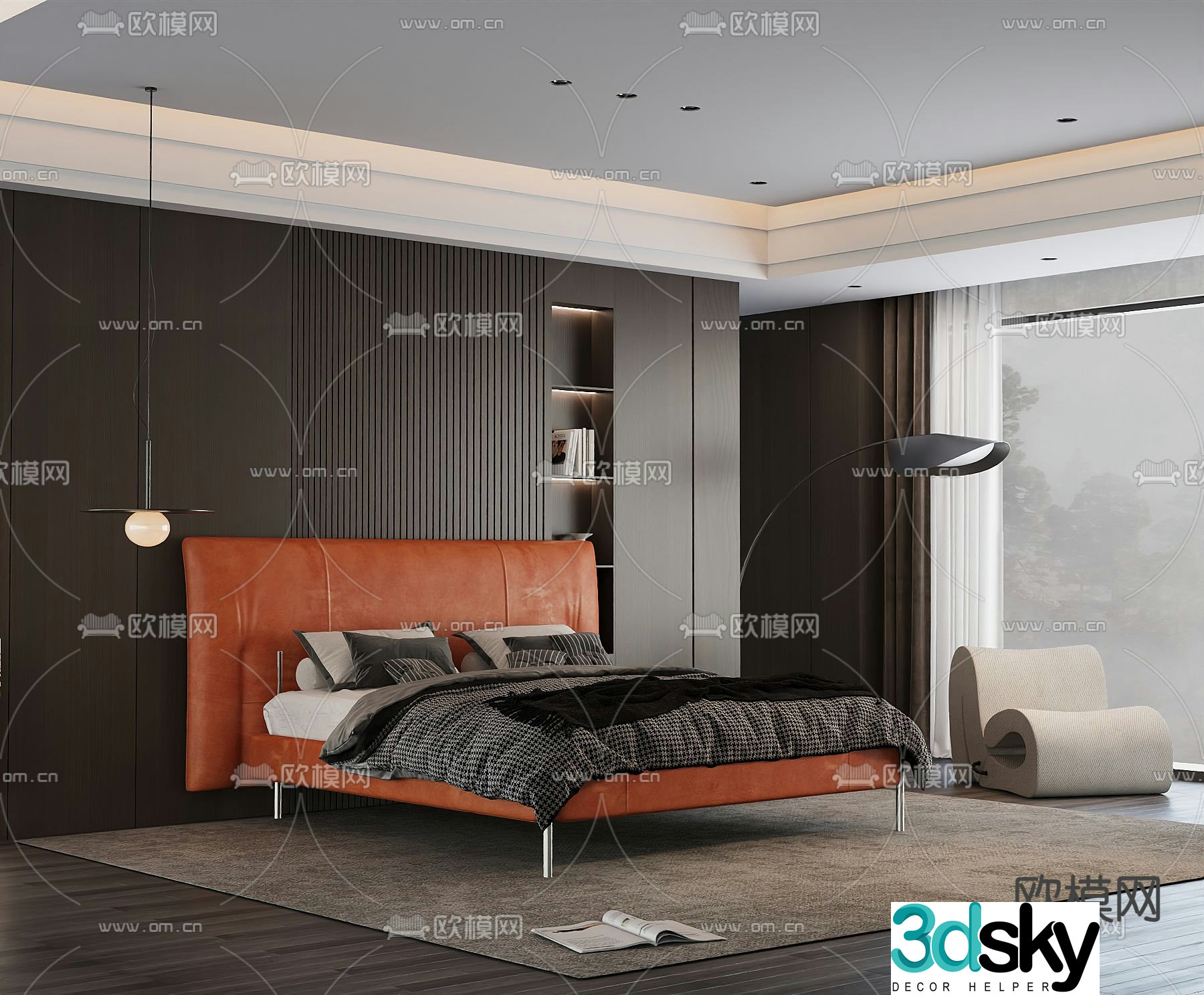 Italian double bed 3d model