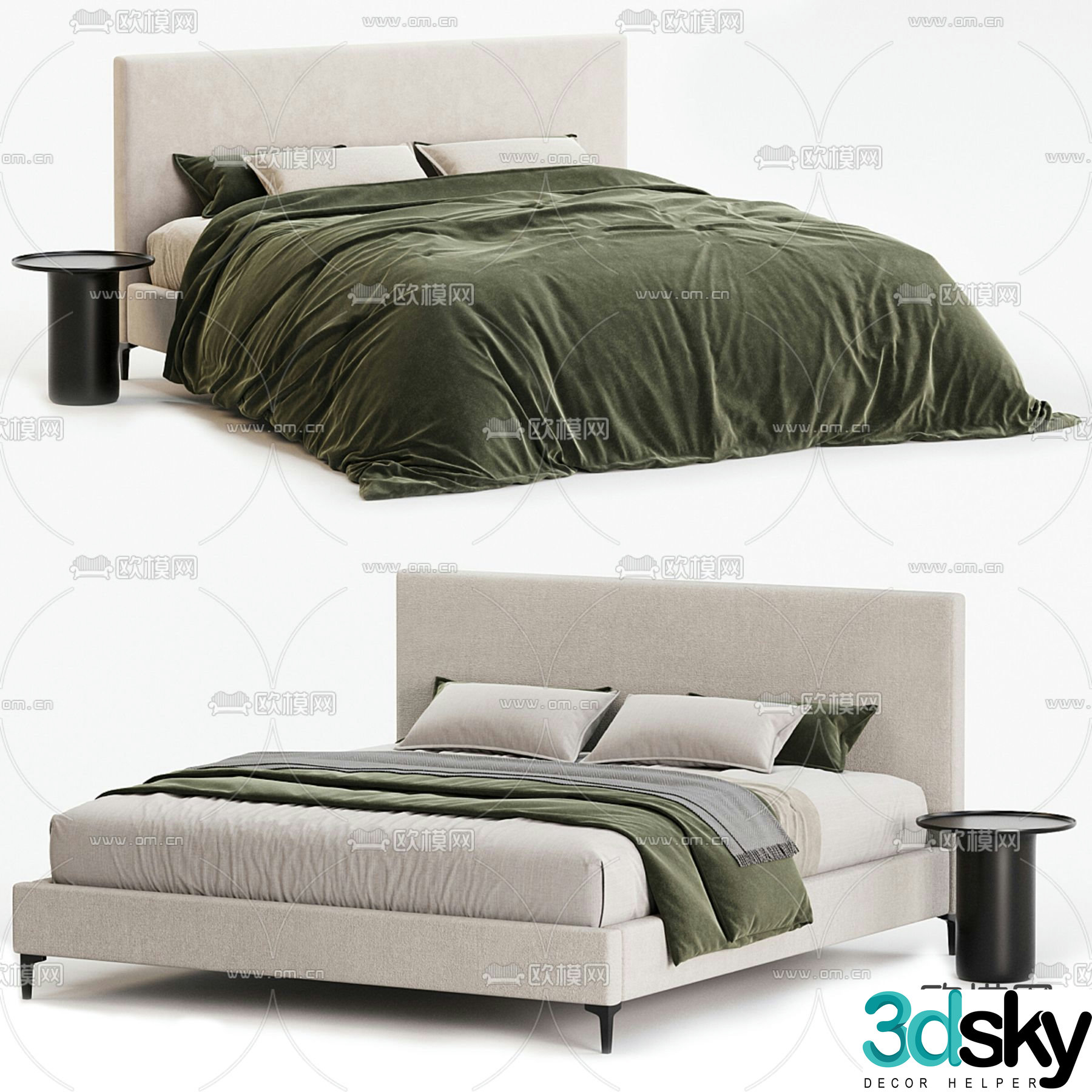 Modern double bed 3d model
