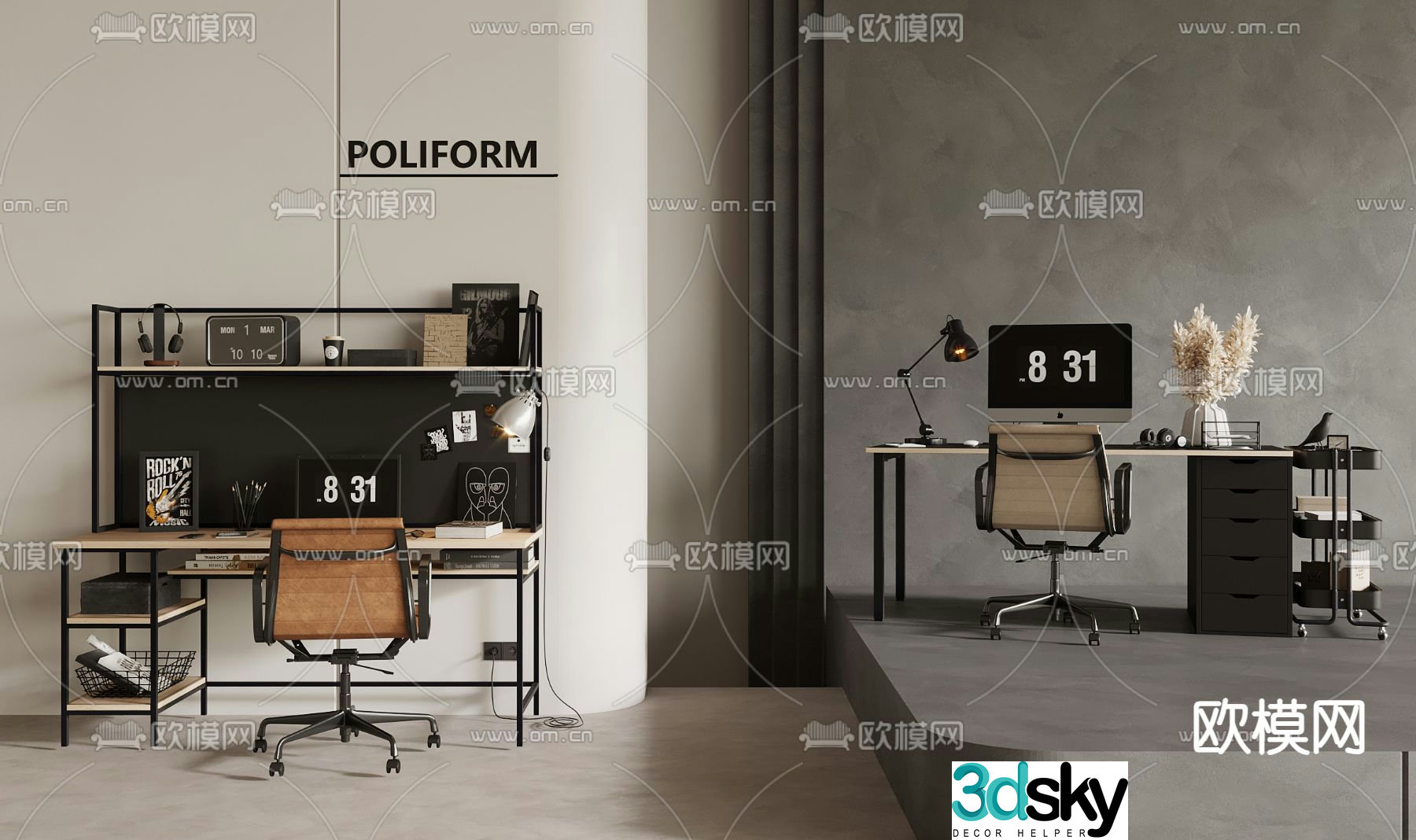 E-sports table and chairs book seat 3d model