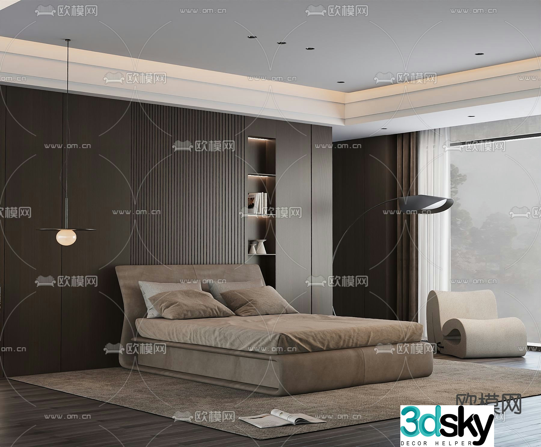 Italian double bed 3d model