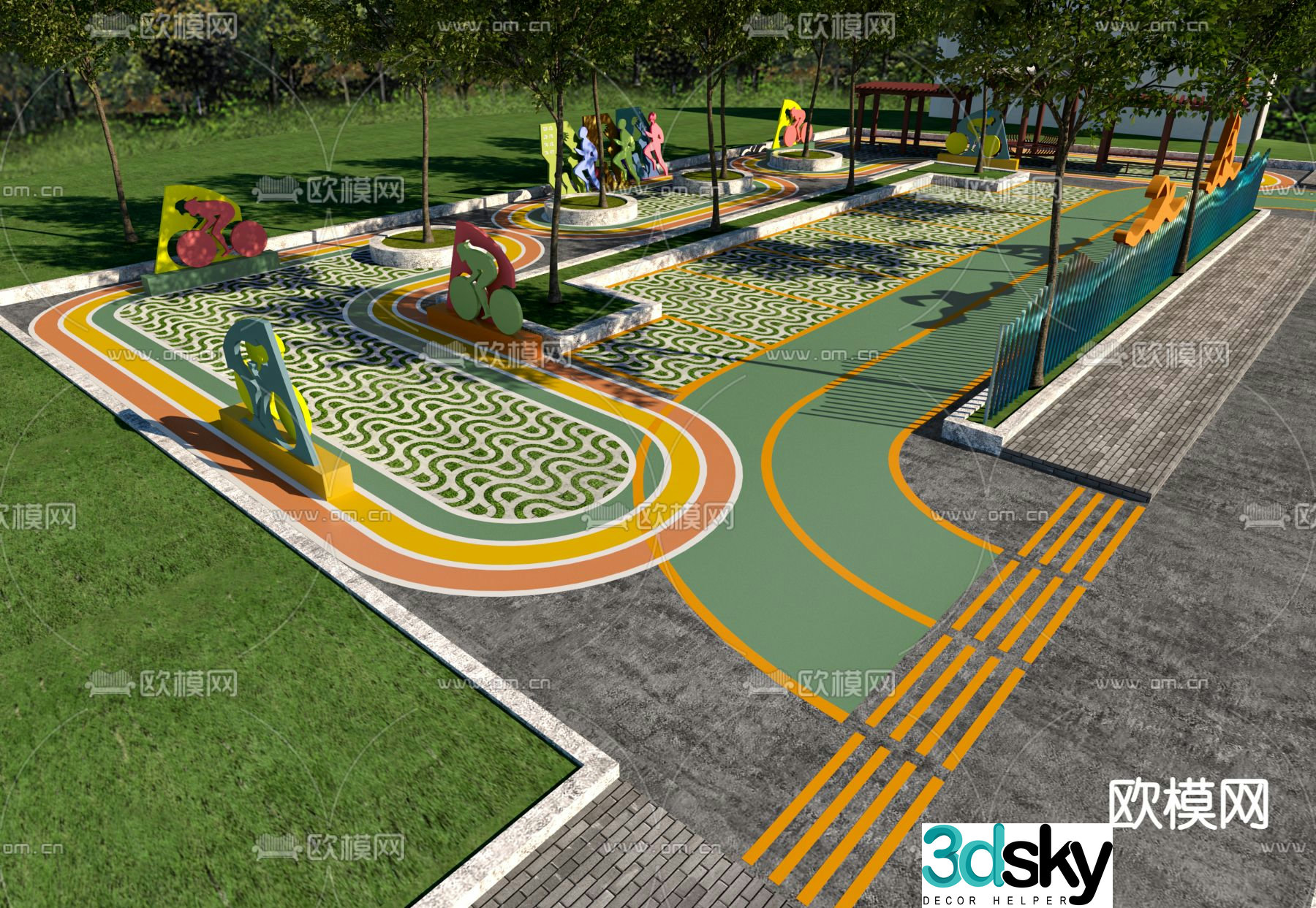 Modern park landscape 3d model