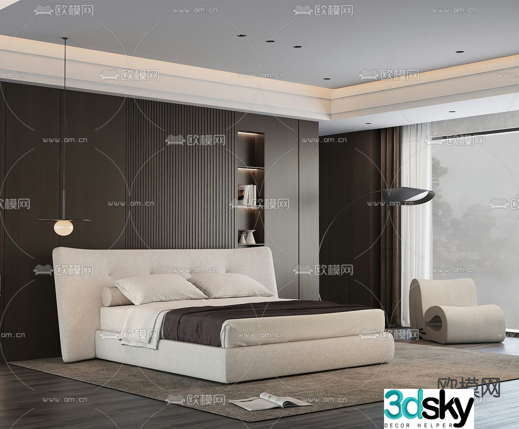 Italian double bed 3d model