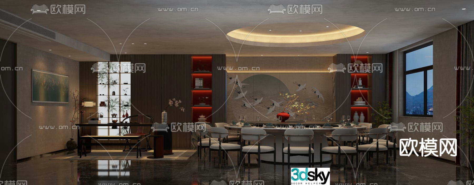 New Chinese style private room Chinese restaurant private room 3D model