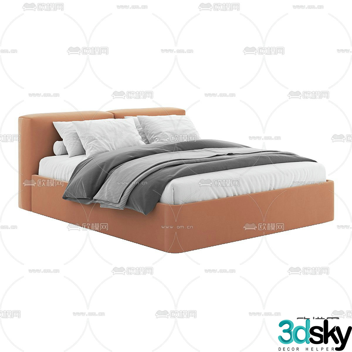 Modern double bed 3d model