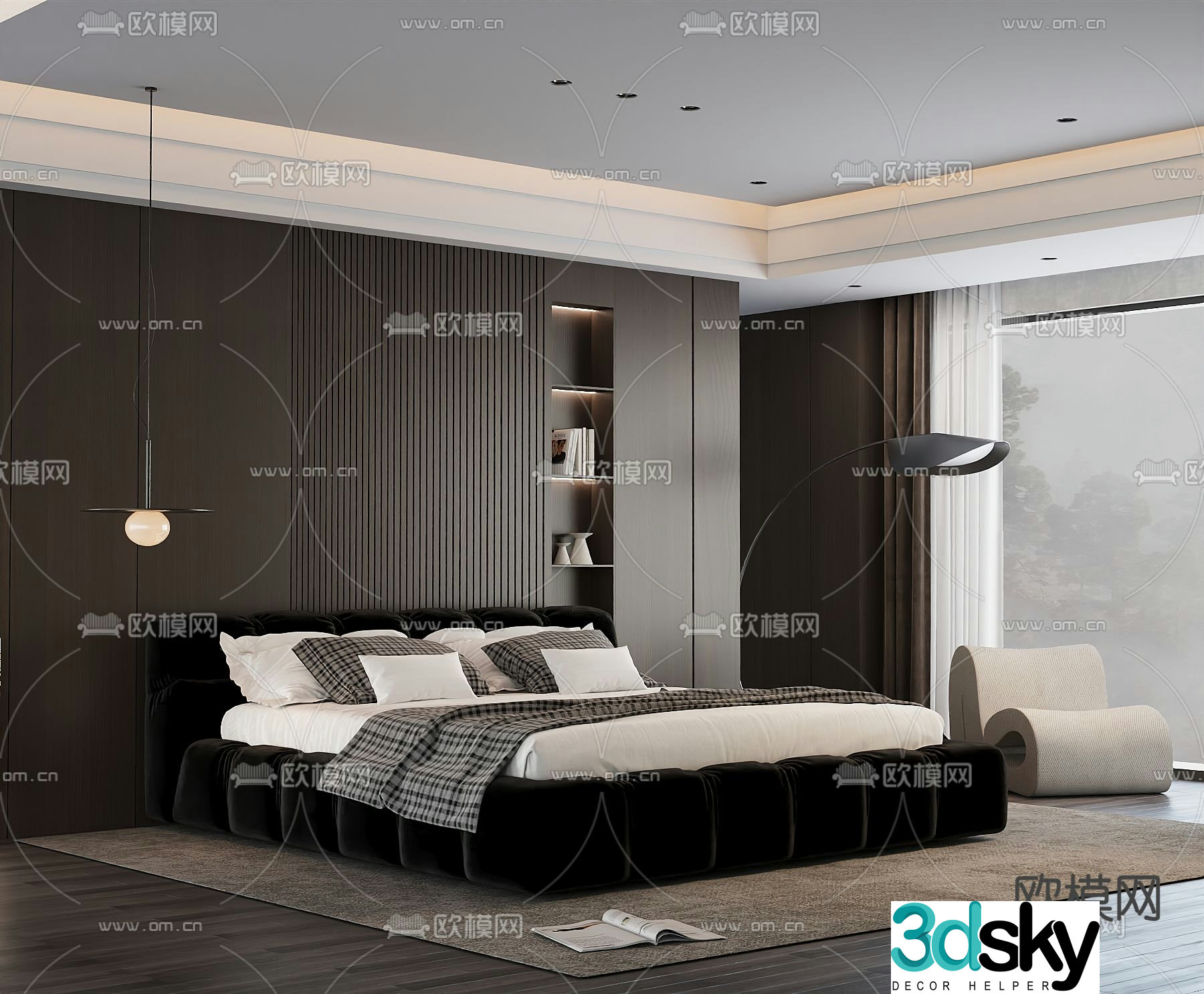 Italian double bed 3d model