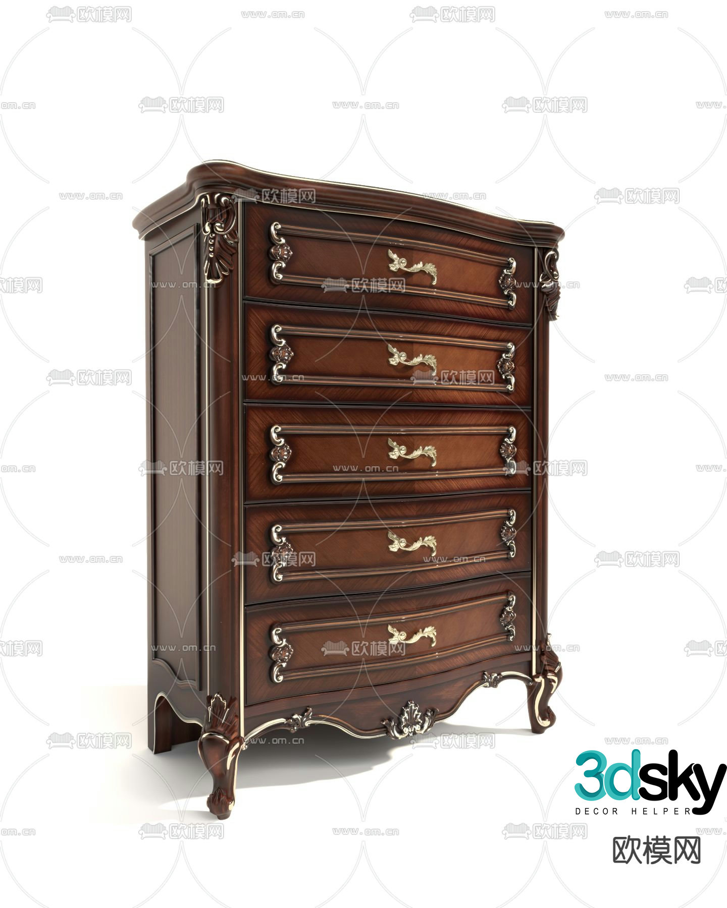 European style chest of drawers 3D model