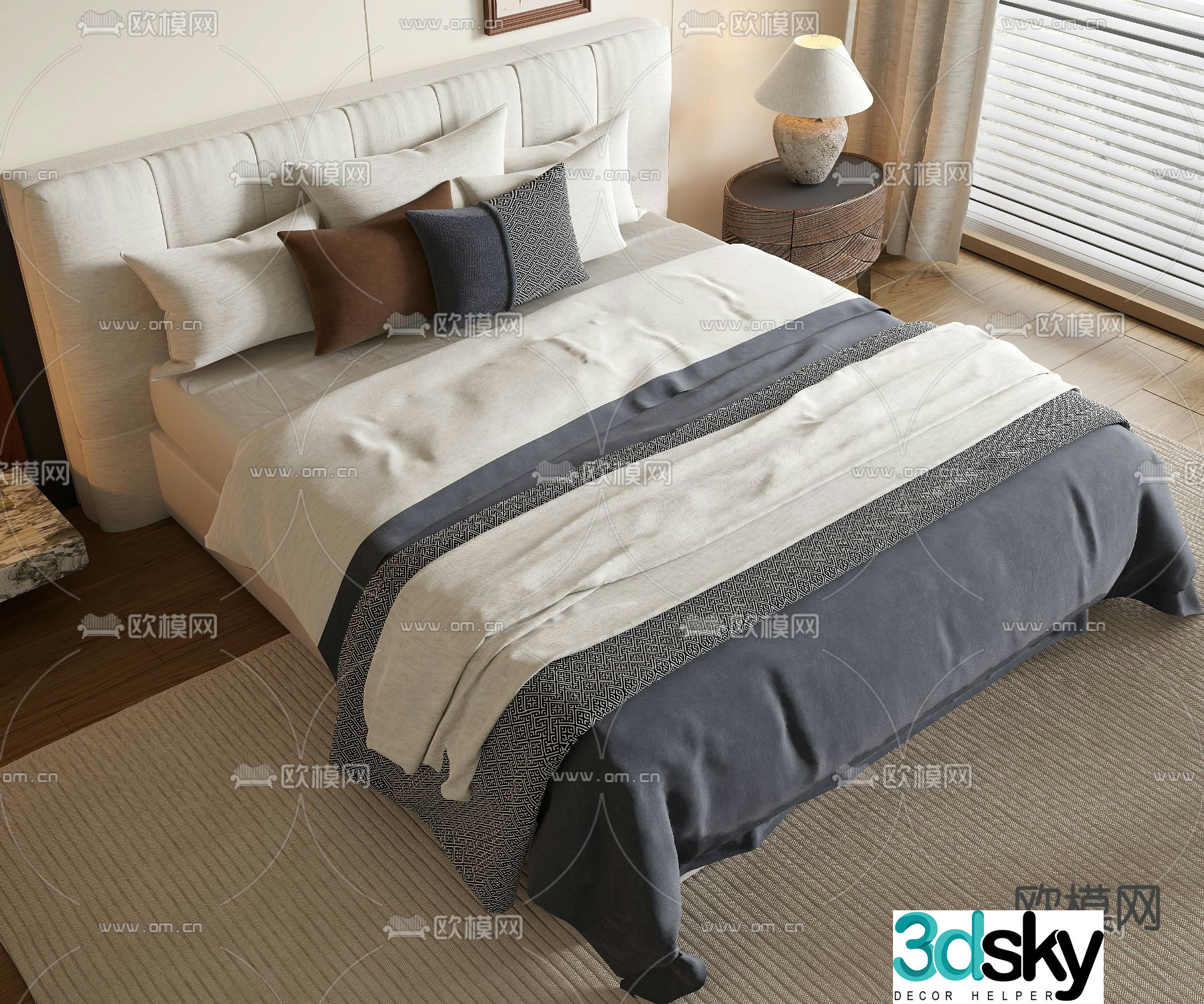 Medieval style double bed 3d model