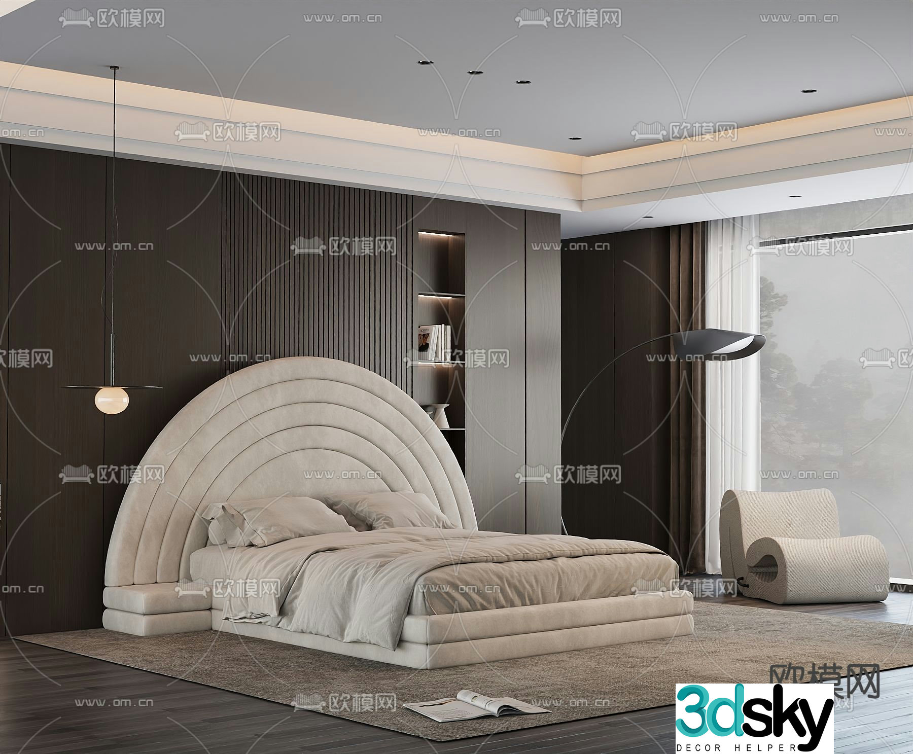 Italian double bed 3d model