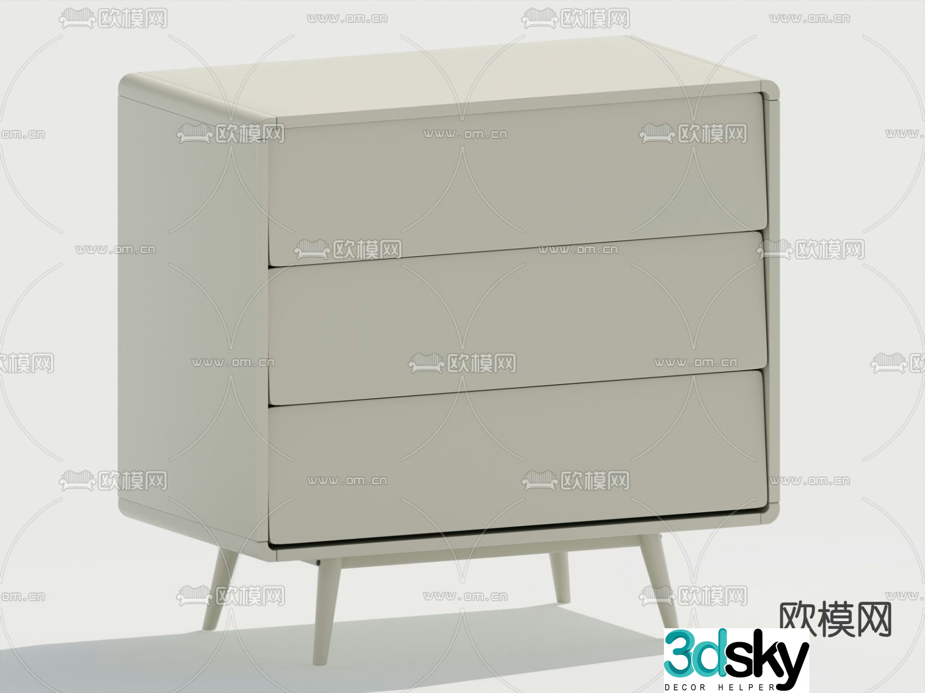 Cream style bedside table 3d model