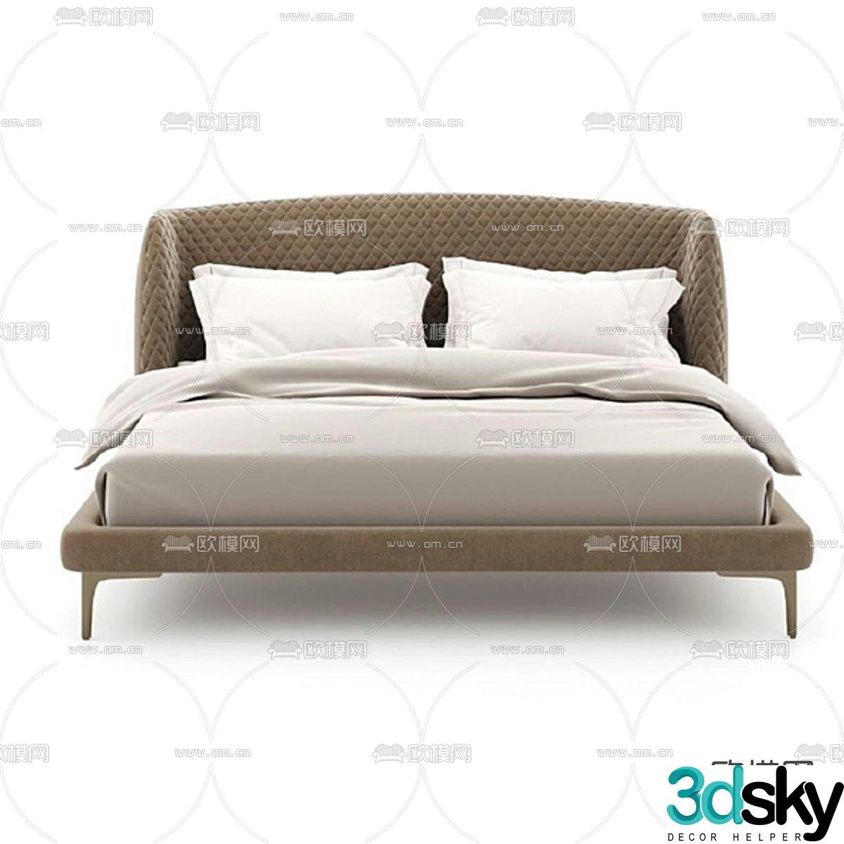 Italian double bed 3d model