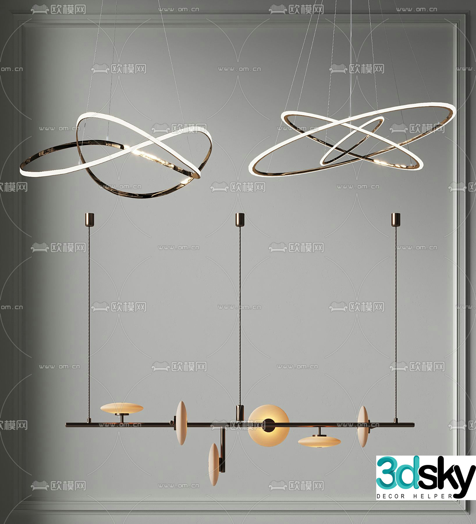 Light luxury chandelier restaurant chandelier 3d model