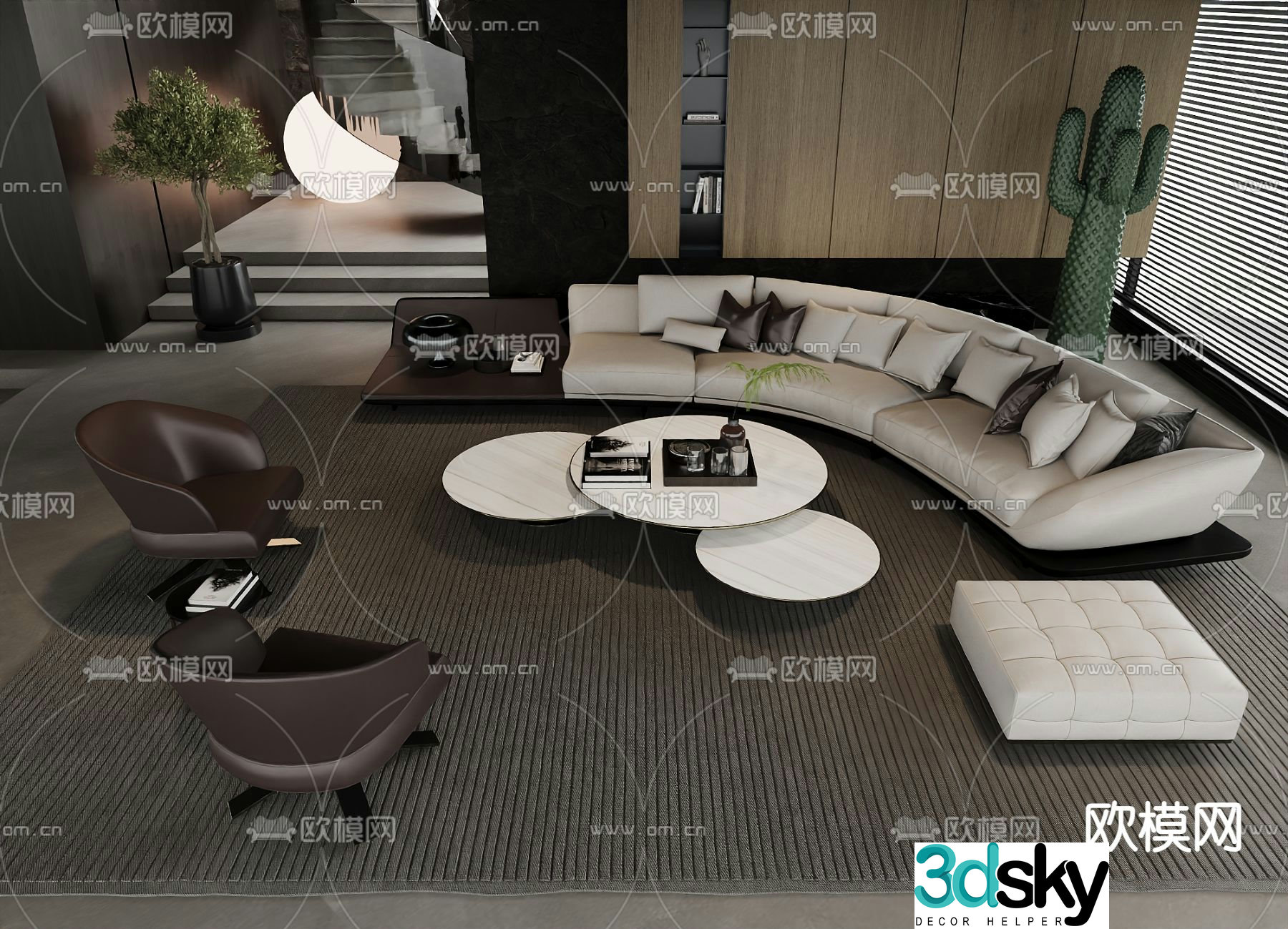 Modern modular sofa curved sofa 3d model
