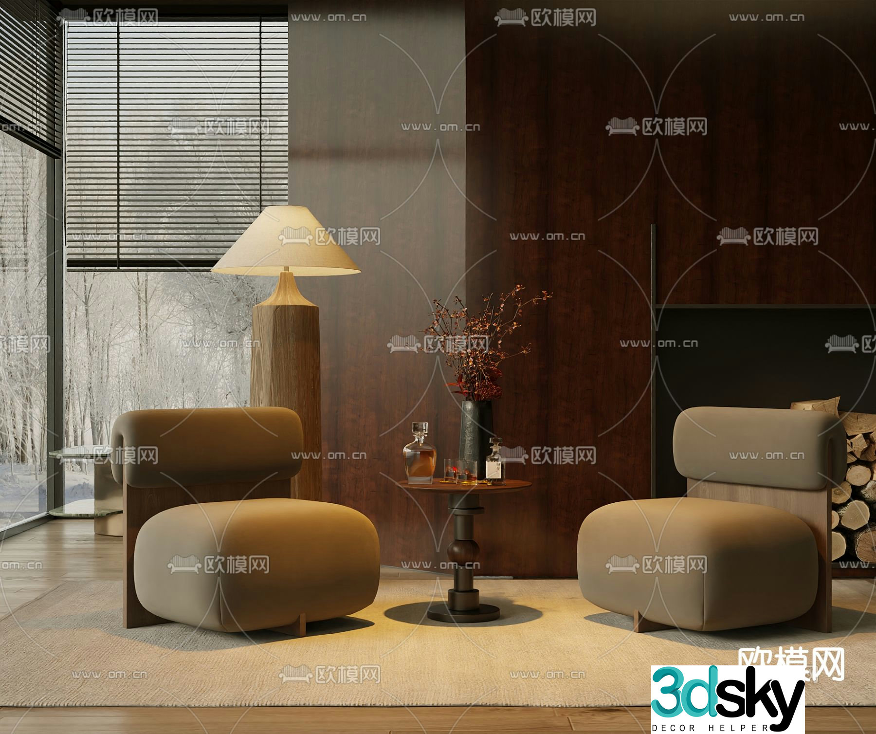 Wabi-sabi single sofa 3d model