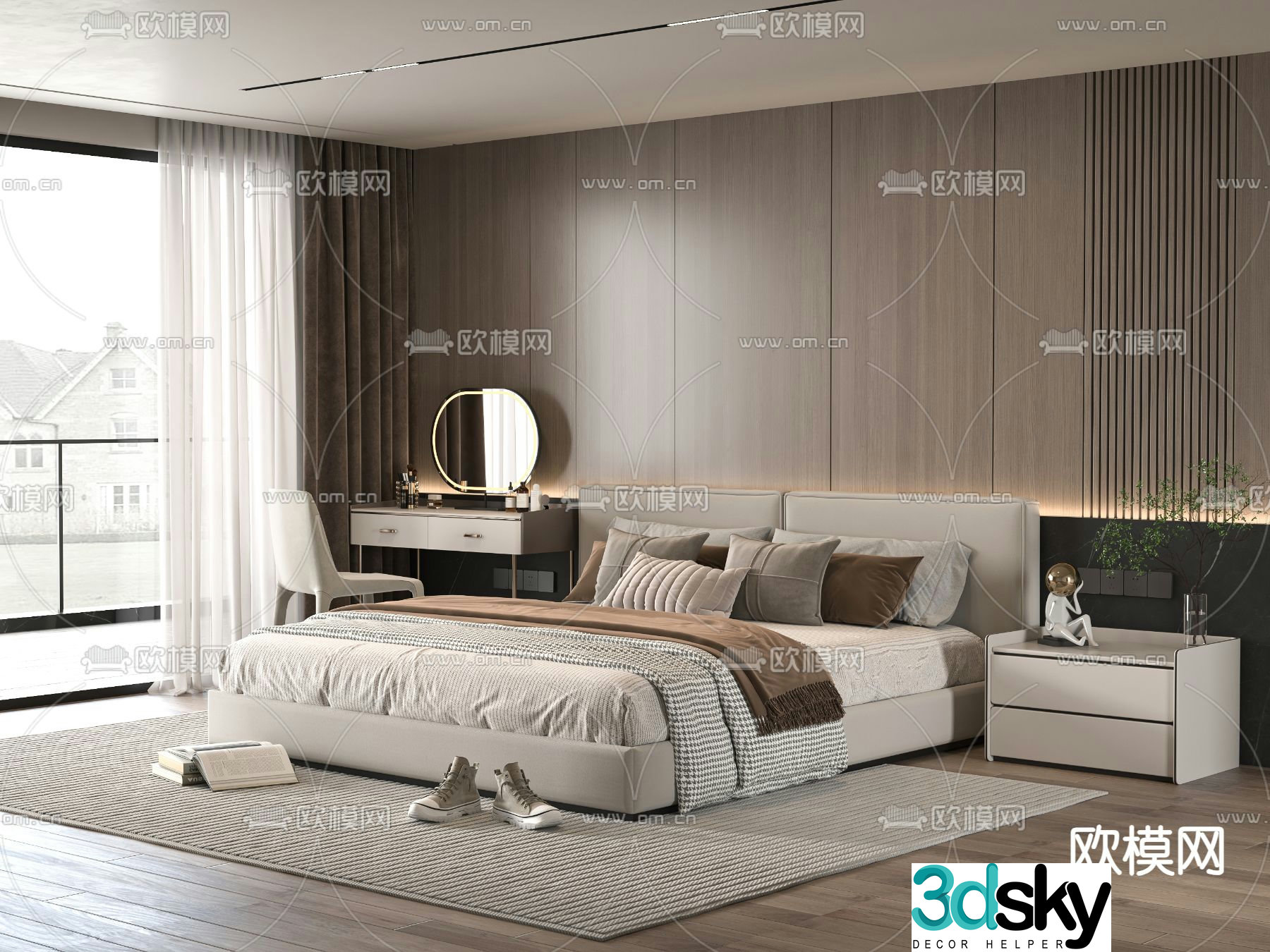 Minotti modern double bed 3d model