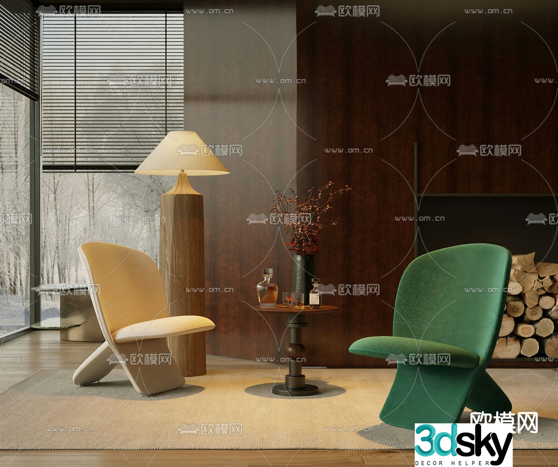 Modern chair leisure chair 3d model