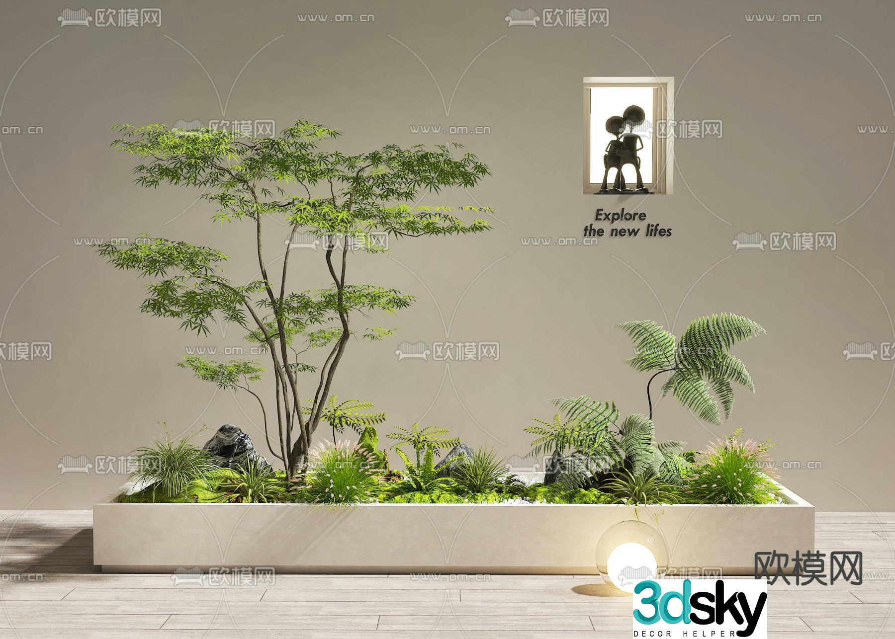 Indoor landscape courtyard landscape sketch 3d model