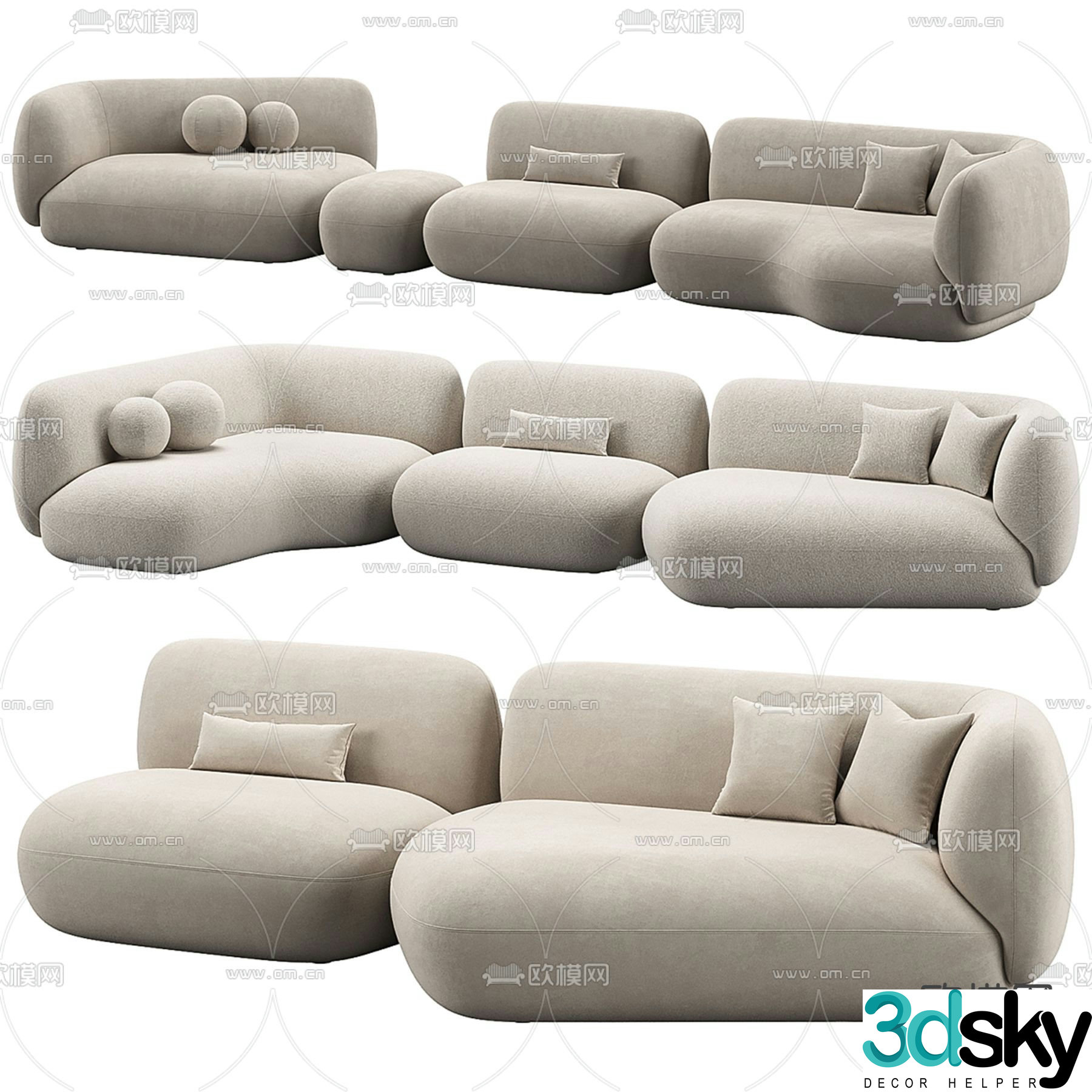 Potoco Italian multi-seater sofa 3d model