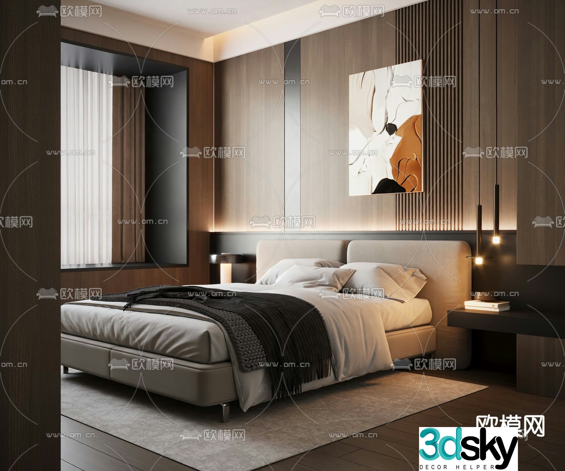 Italian double bed 3d model