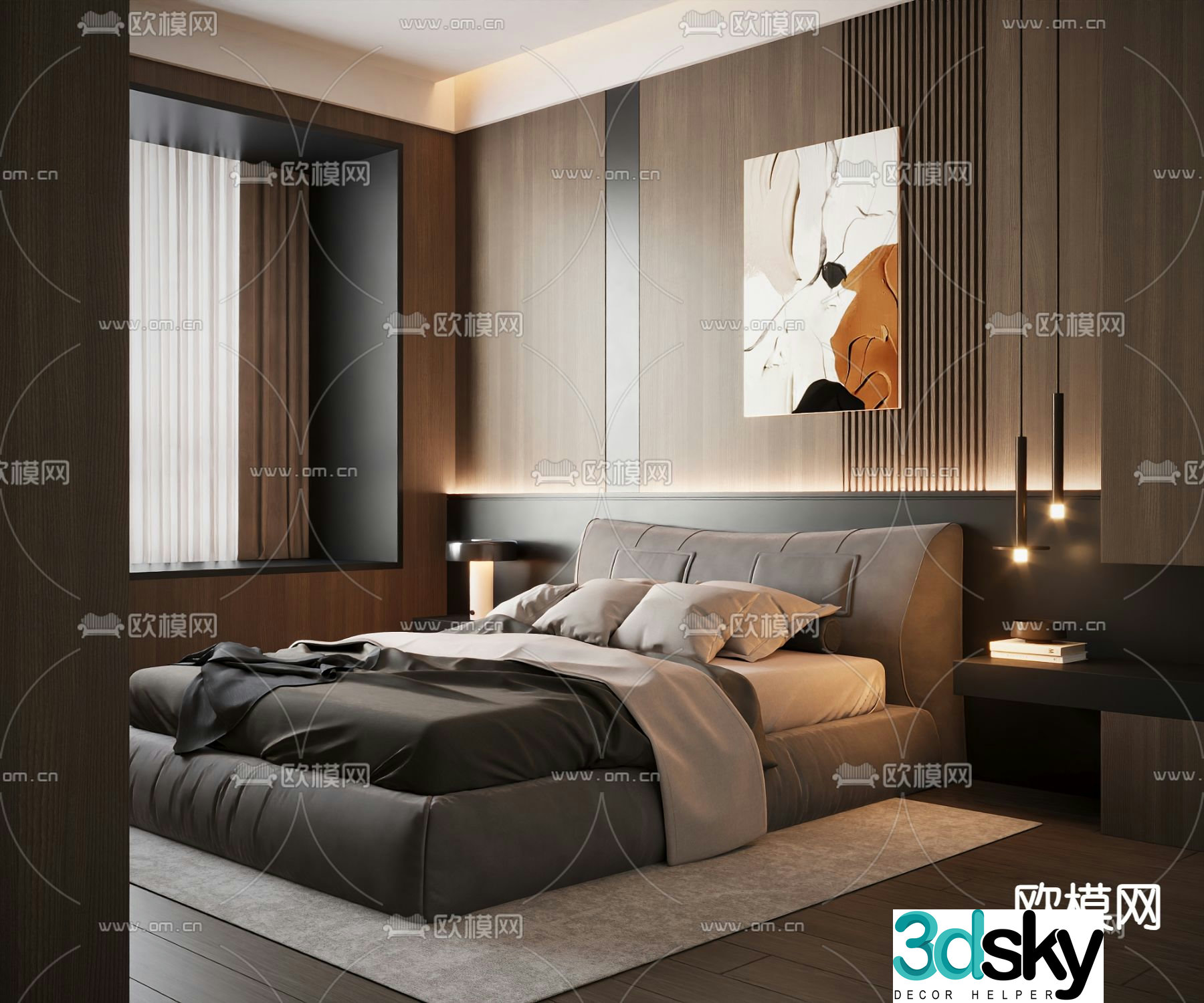 Italian double bed 3d model