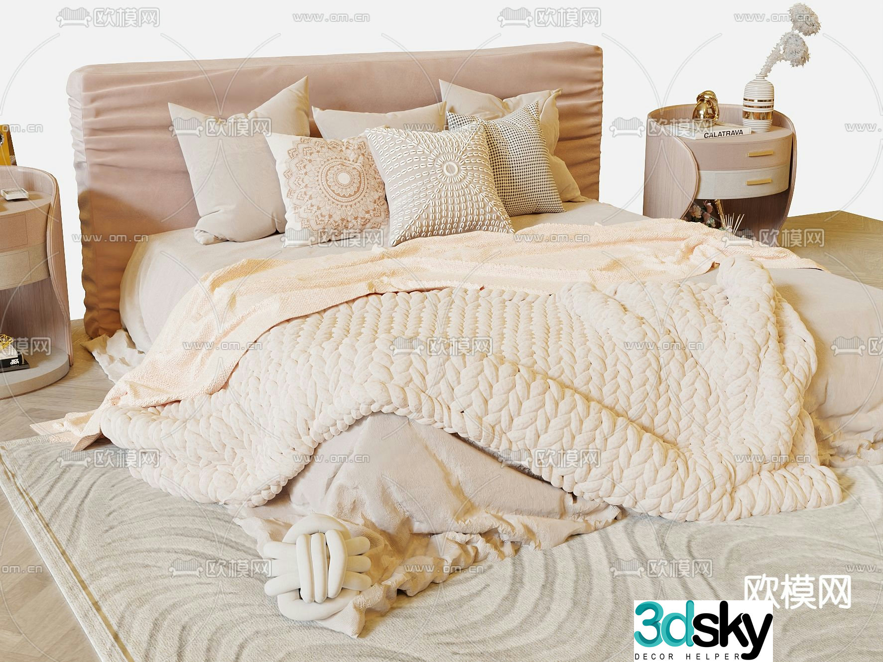 Italian double bed 3d model