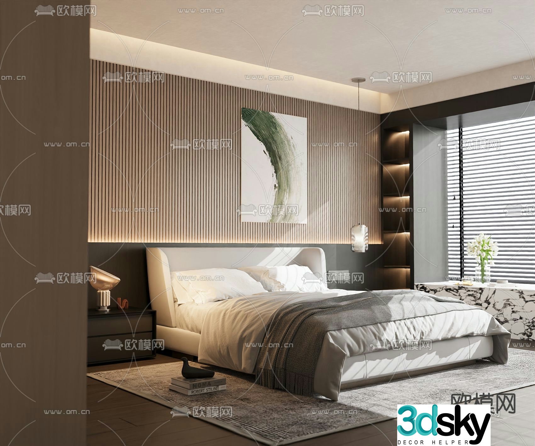Modern double bed 3d model