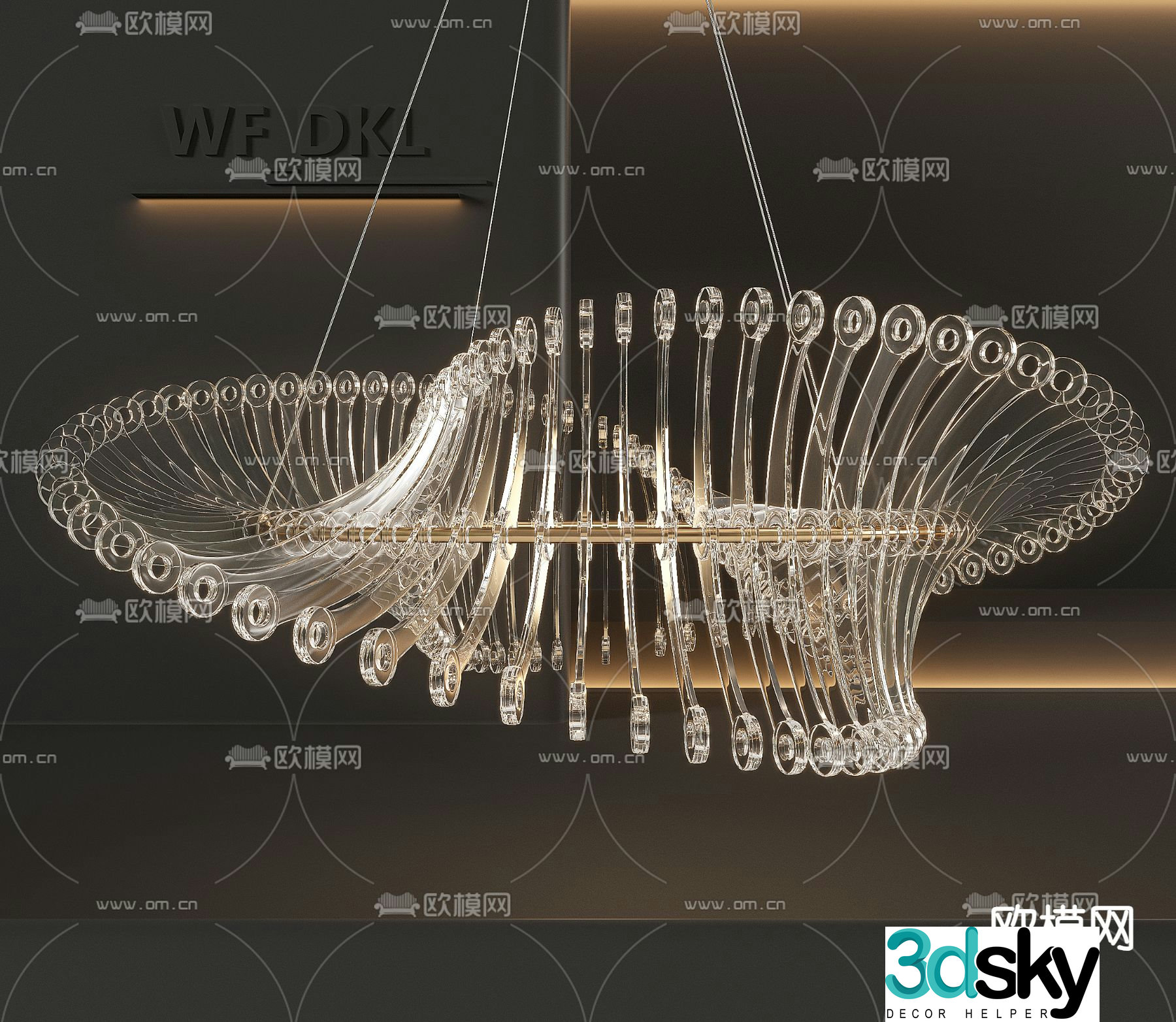 Modern crystal chandelier 3d model