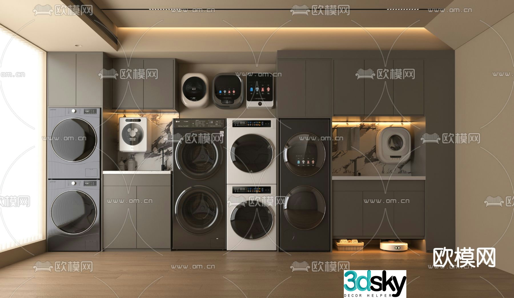 Balcony cabinet washing machine cabinet 3d model