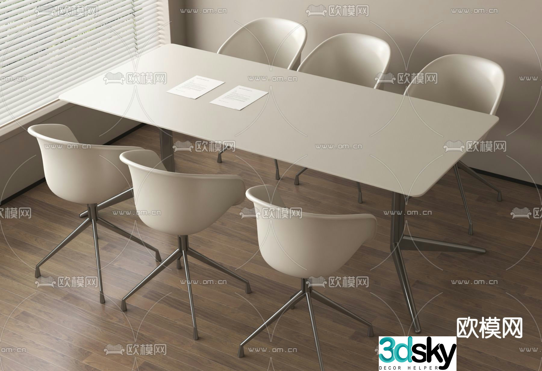 Modern conference table and chairs conference table 3d model