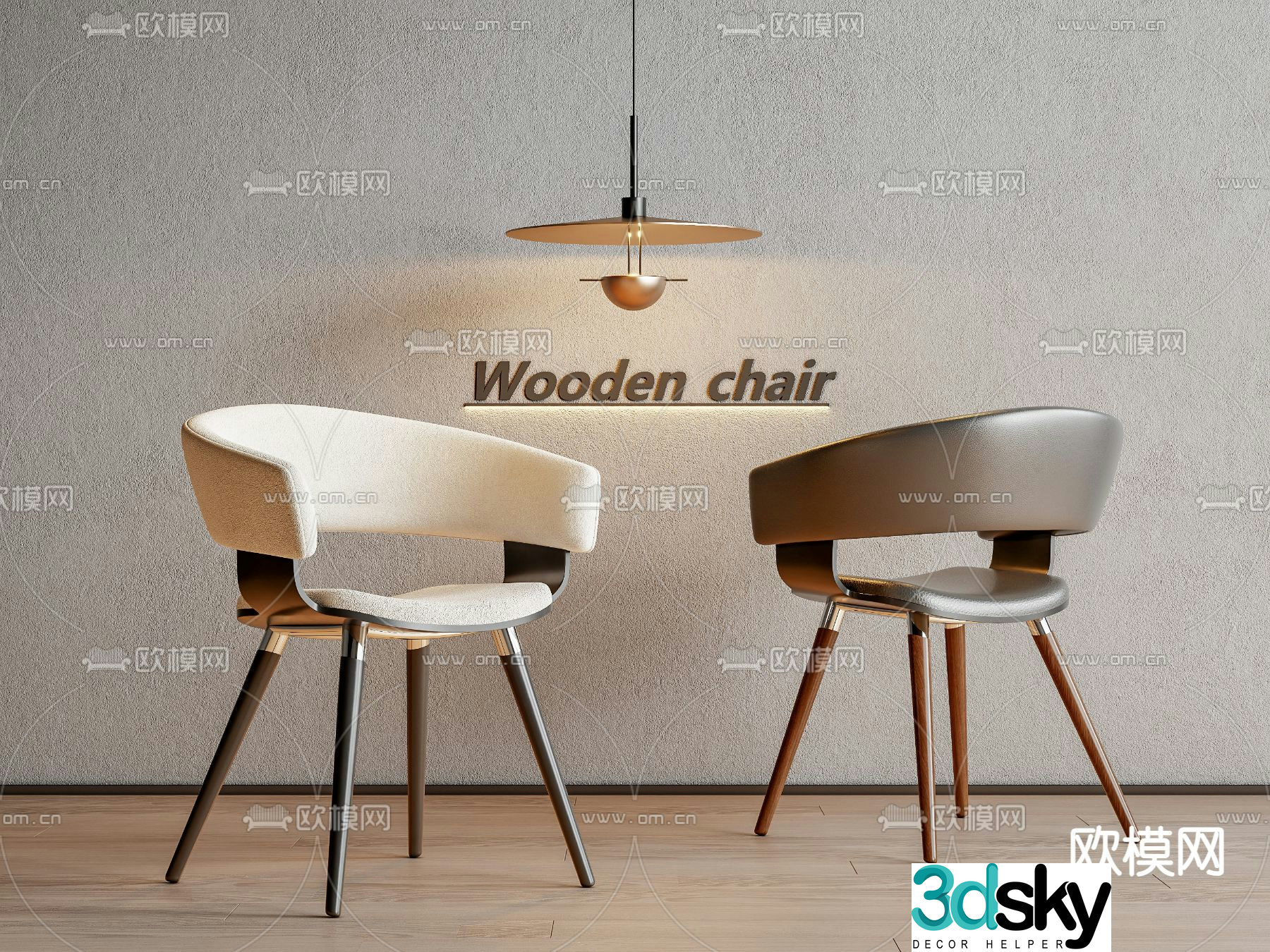 Nordic chair dining chair 3d model