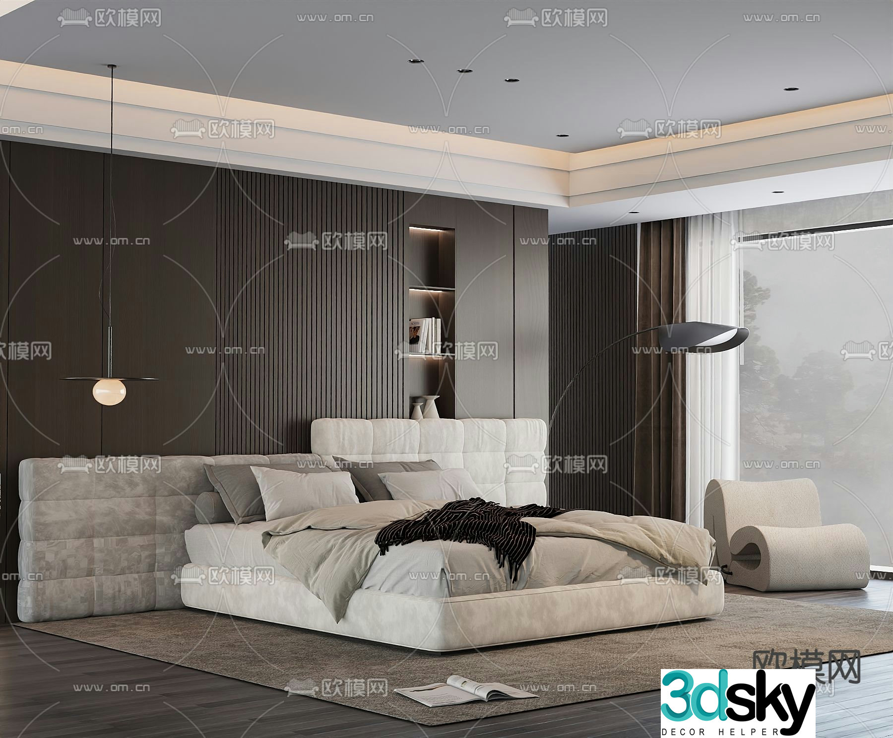 Modern double bed 3d model