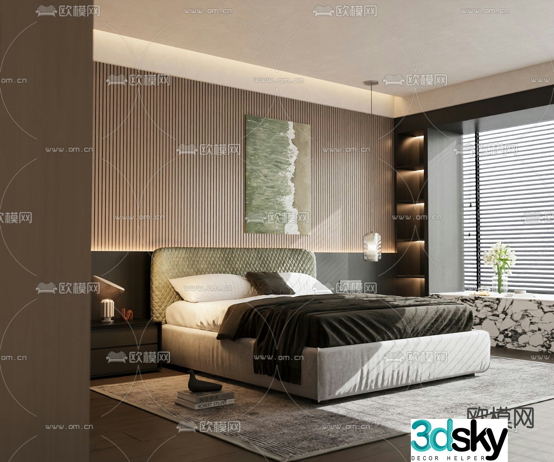 Italian double bed 3d model