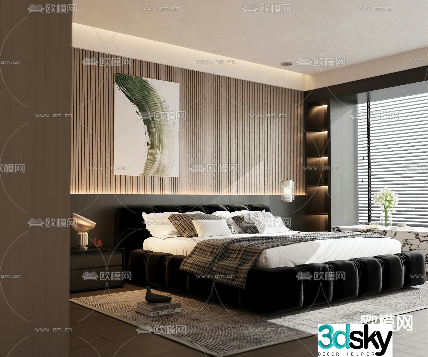 Italian double bed 3d model