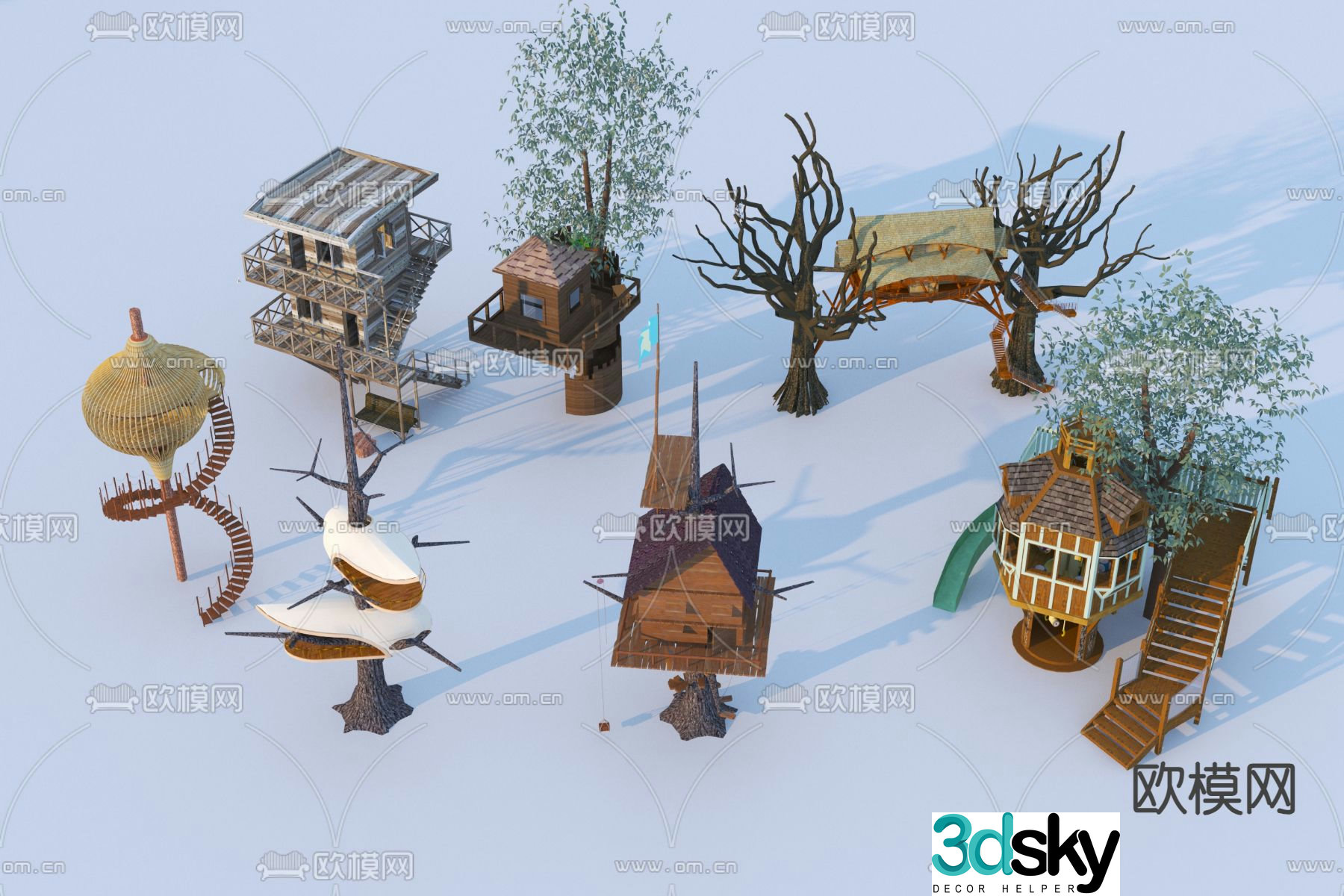 Tree house sketch landscape sketch 3d model