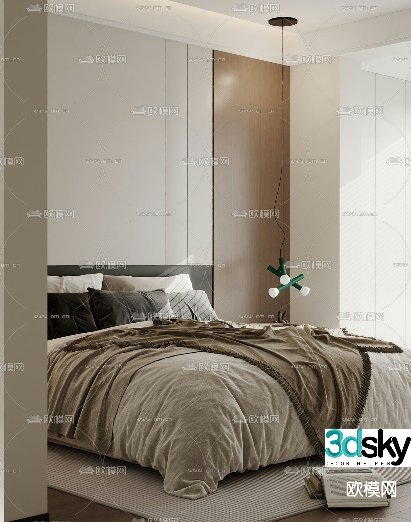 Modern double bed 3d model