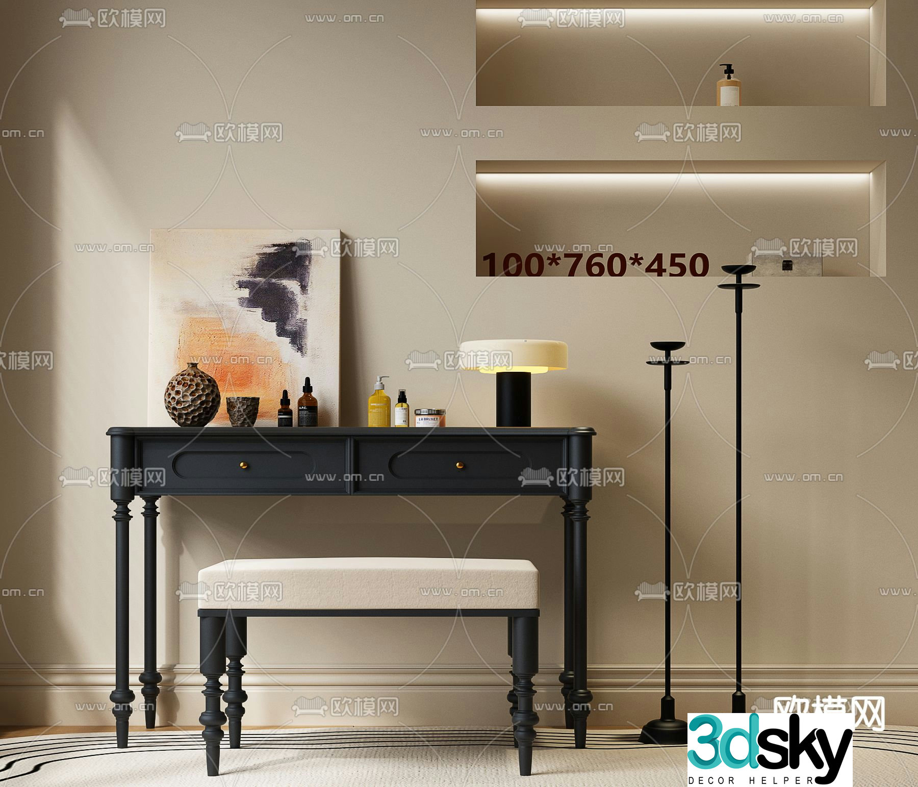 French Dressing Table Vintage Dressing Table 3d Model
